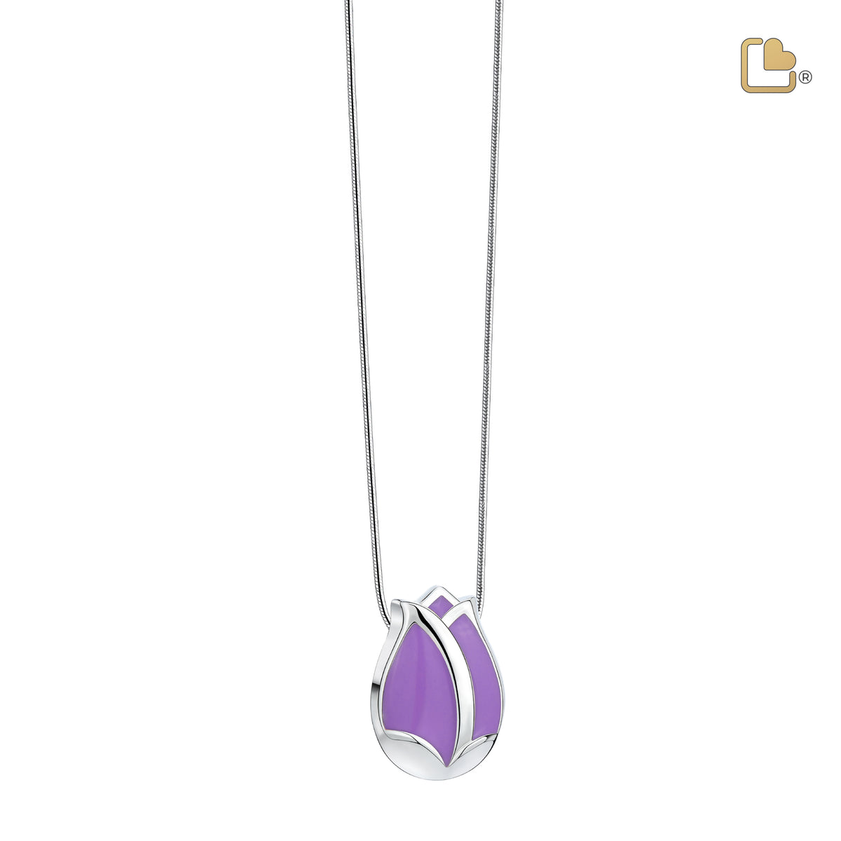 Tulip Ashes Pendant Pearl Purple & Polished Silver