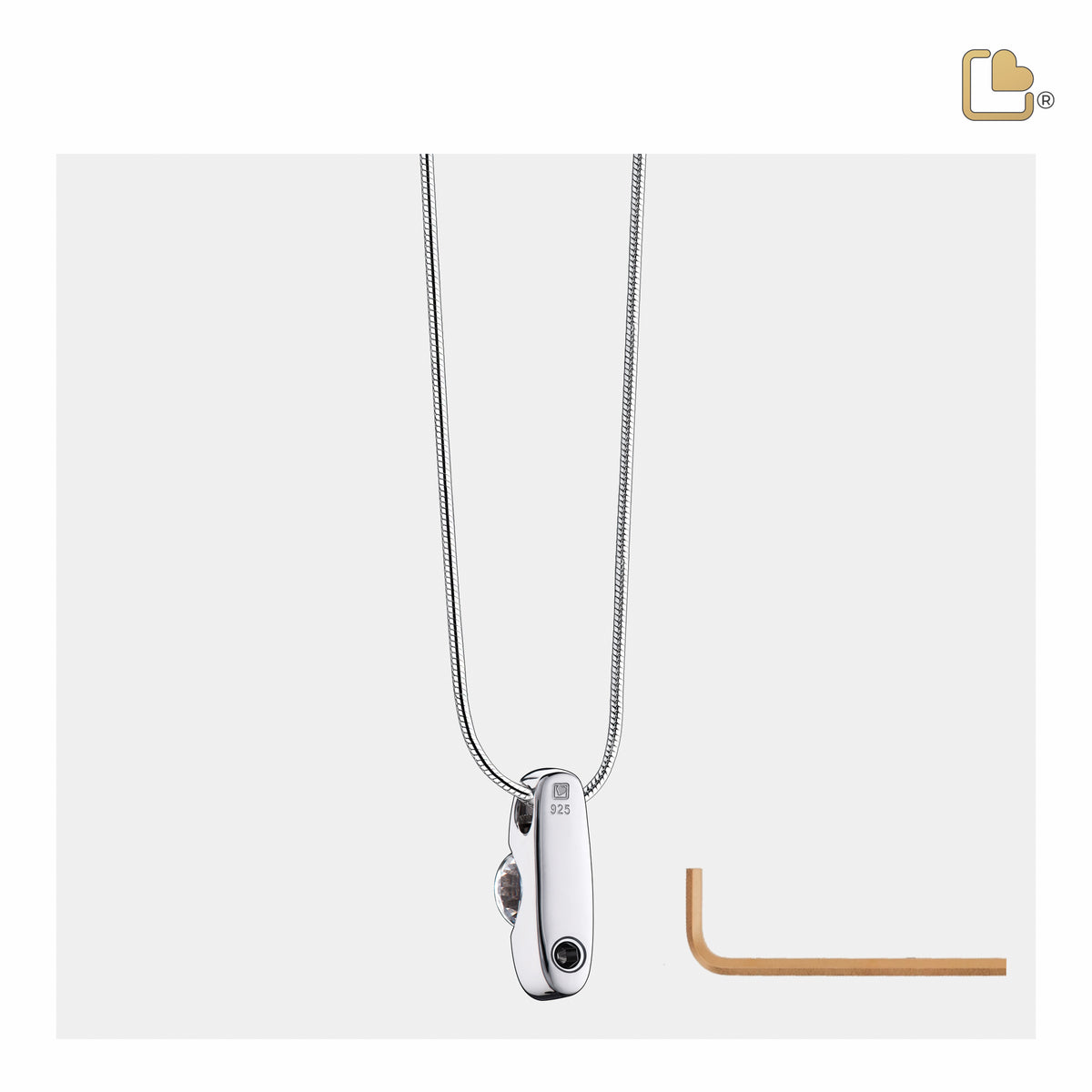 Hope with Clear Crystal Rhodium Plated Sterling Silver Cremation Pendant