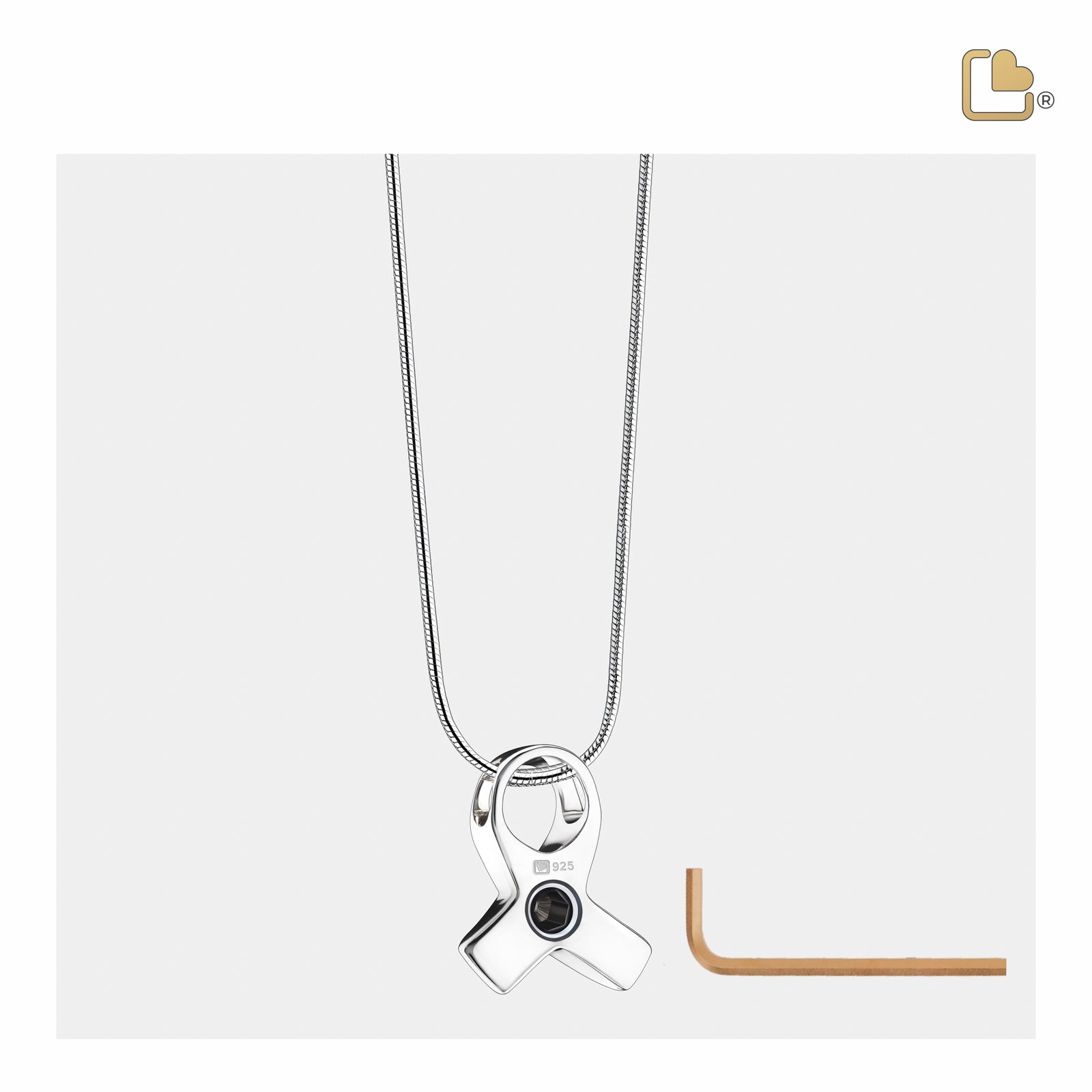 Awareness with Pink Crystal Sterling Silver Cremation Pendant