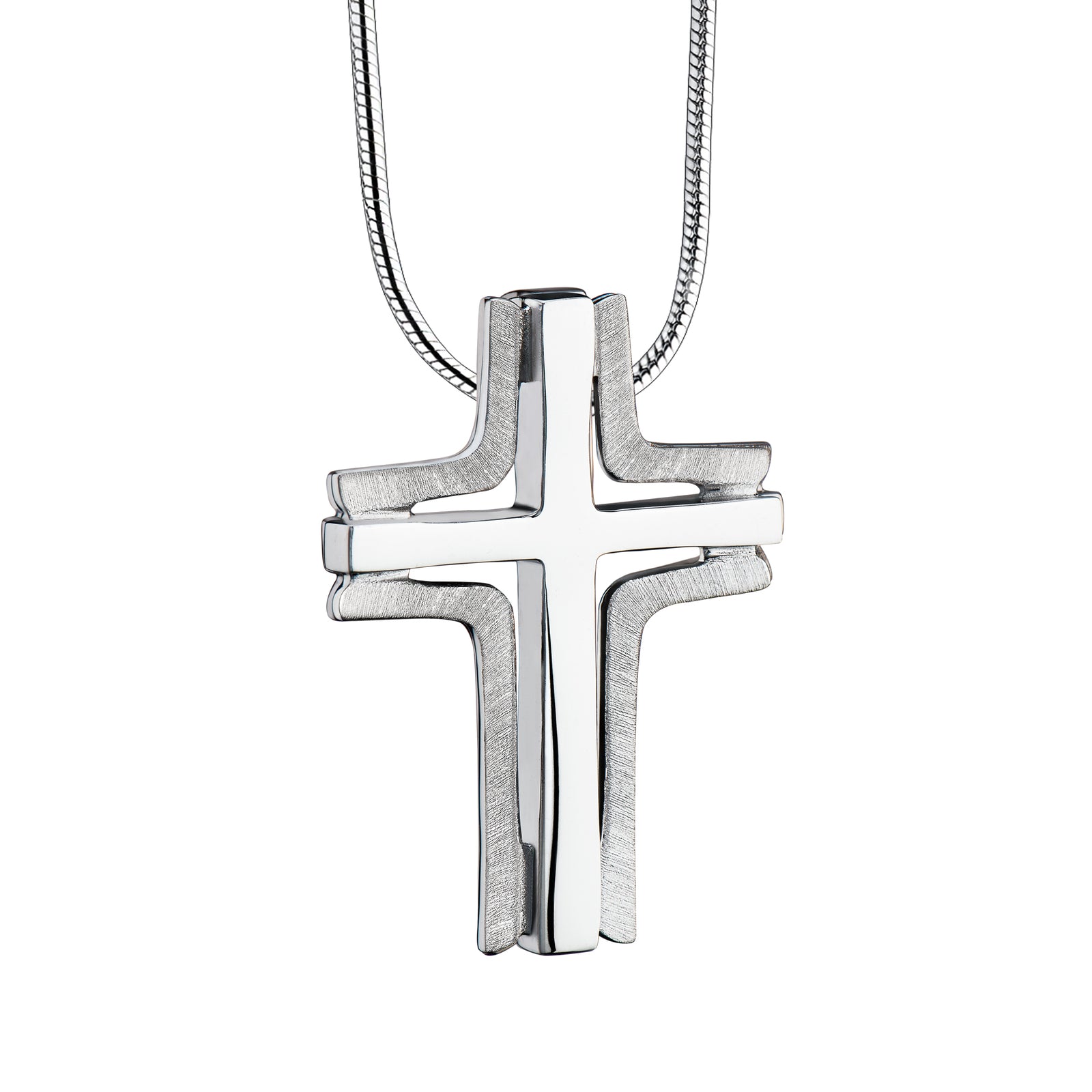 Cross Elegant Ashes Pendant Brushed Silver