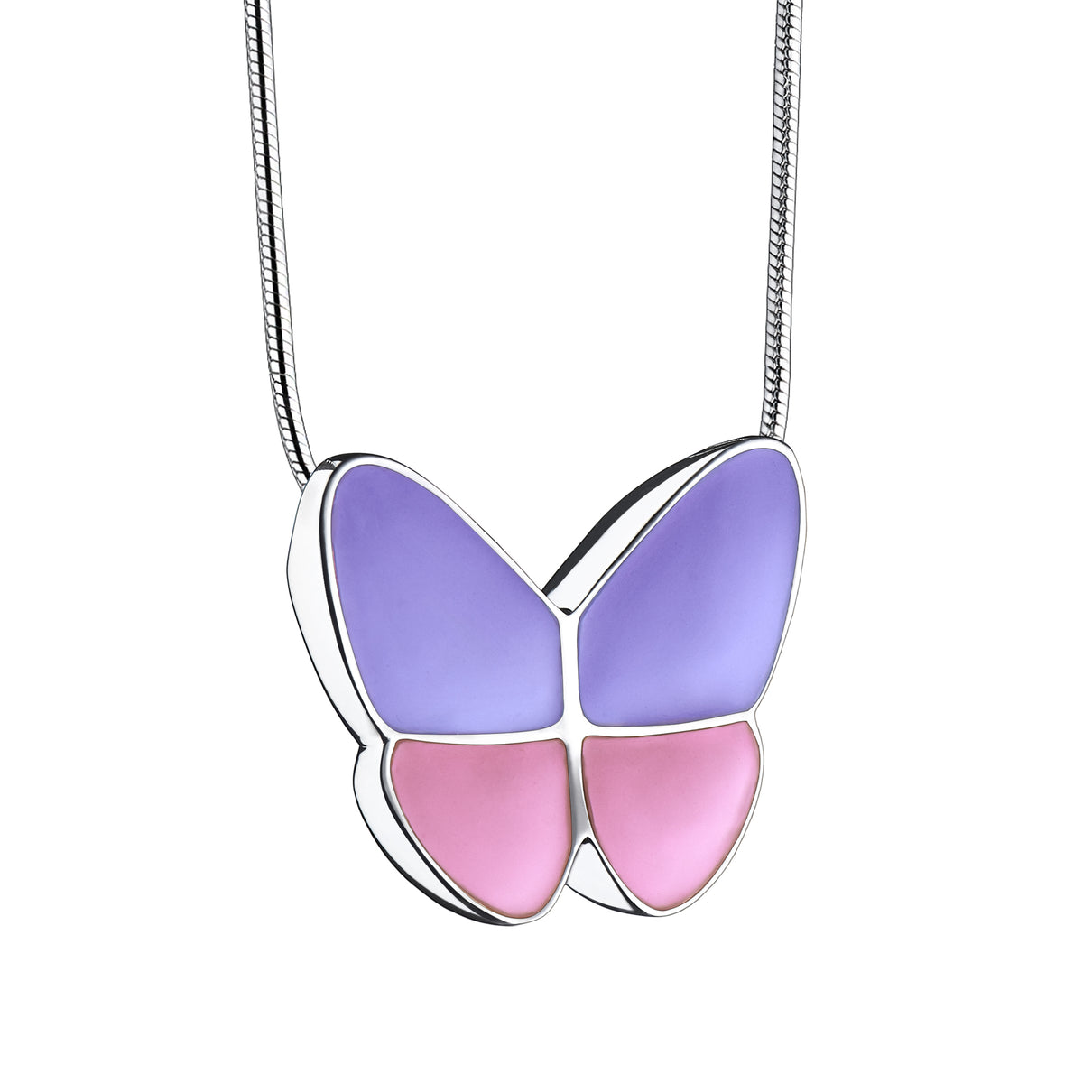Wings of Hope Lavender Butterfly Sterling Silver Cremation Pendant