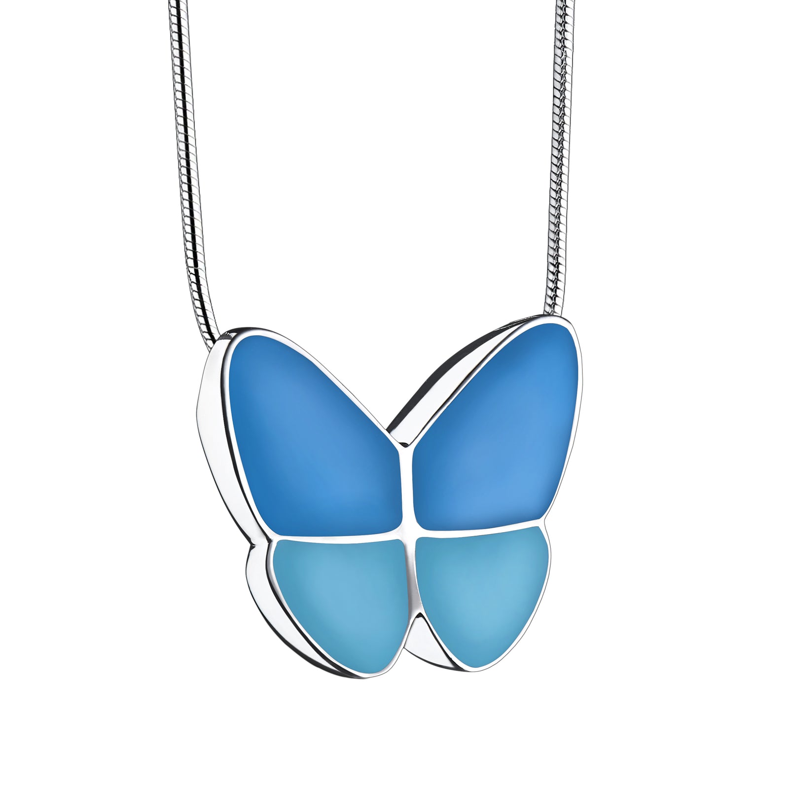 Wings of Hope Blue Butterfly Sterling Silver Cremation Pendant