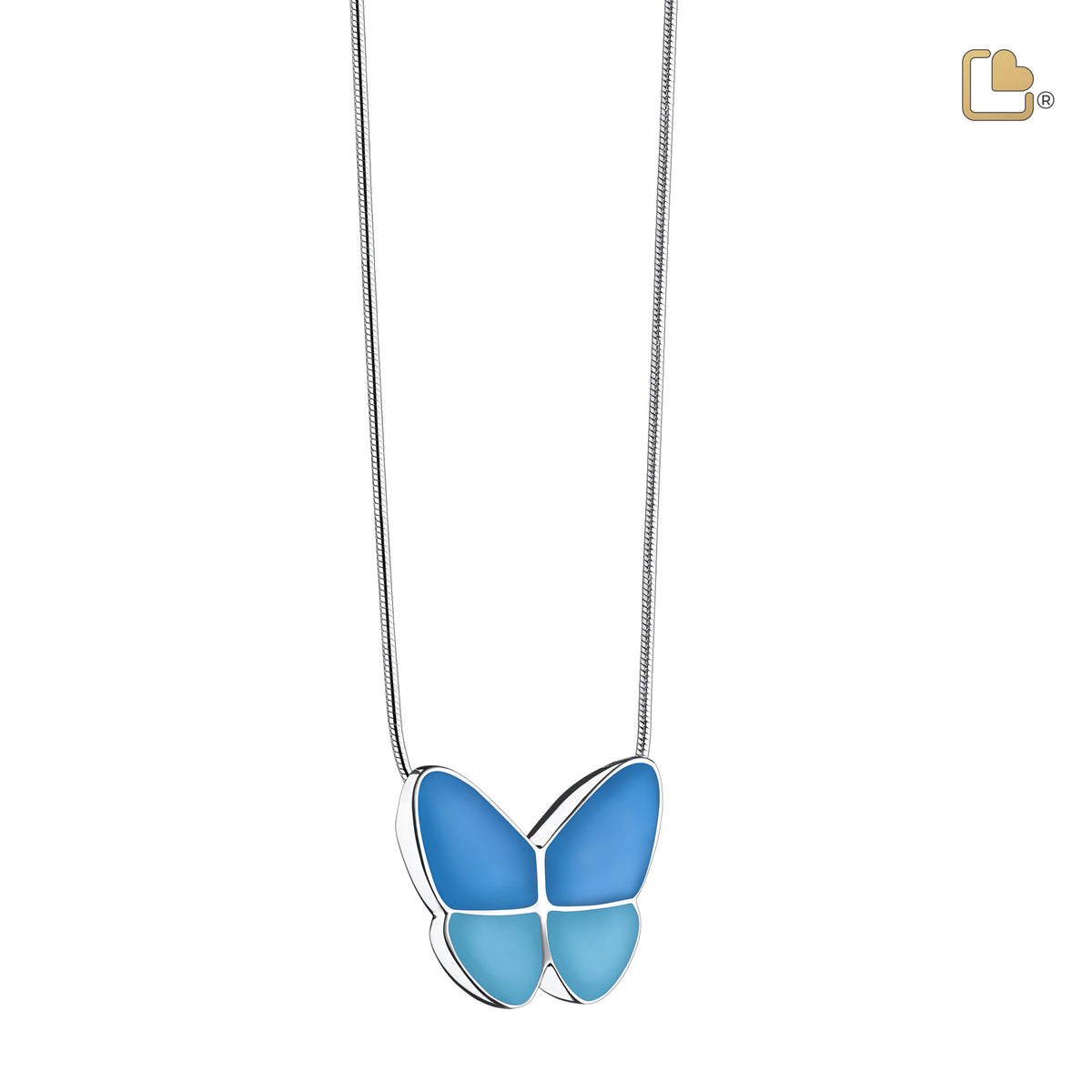 Wings of Hope Blue Butterfly Sterling Silver Cremation Pendant