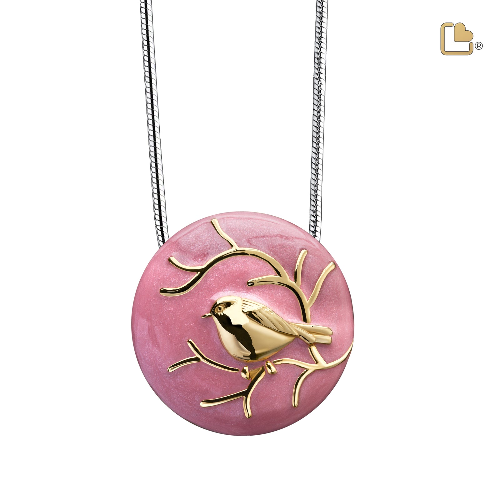 Blessing Birds Pink Gold Vermeil Sterling Silver Cremation Pendant