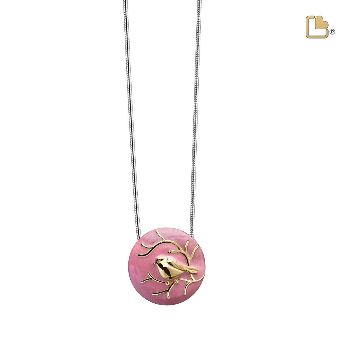 Blessing Birds Pink Gold Vermeil Sterling Silver Cremation Pendant