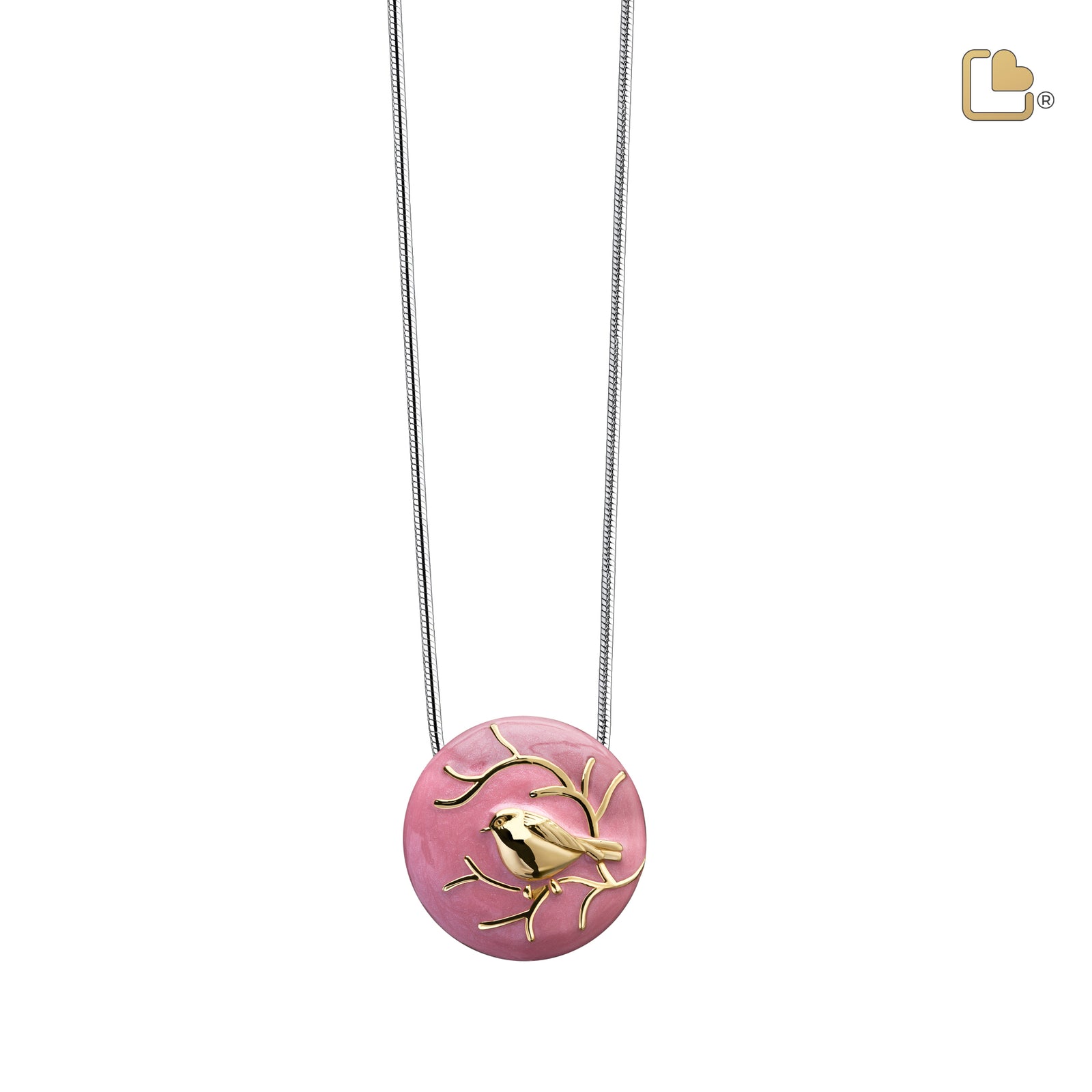Blessing Birds Pink Gold Vermeil Sterling Silver Cremation Pendant