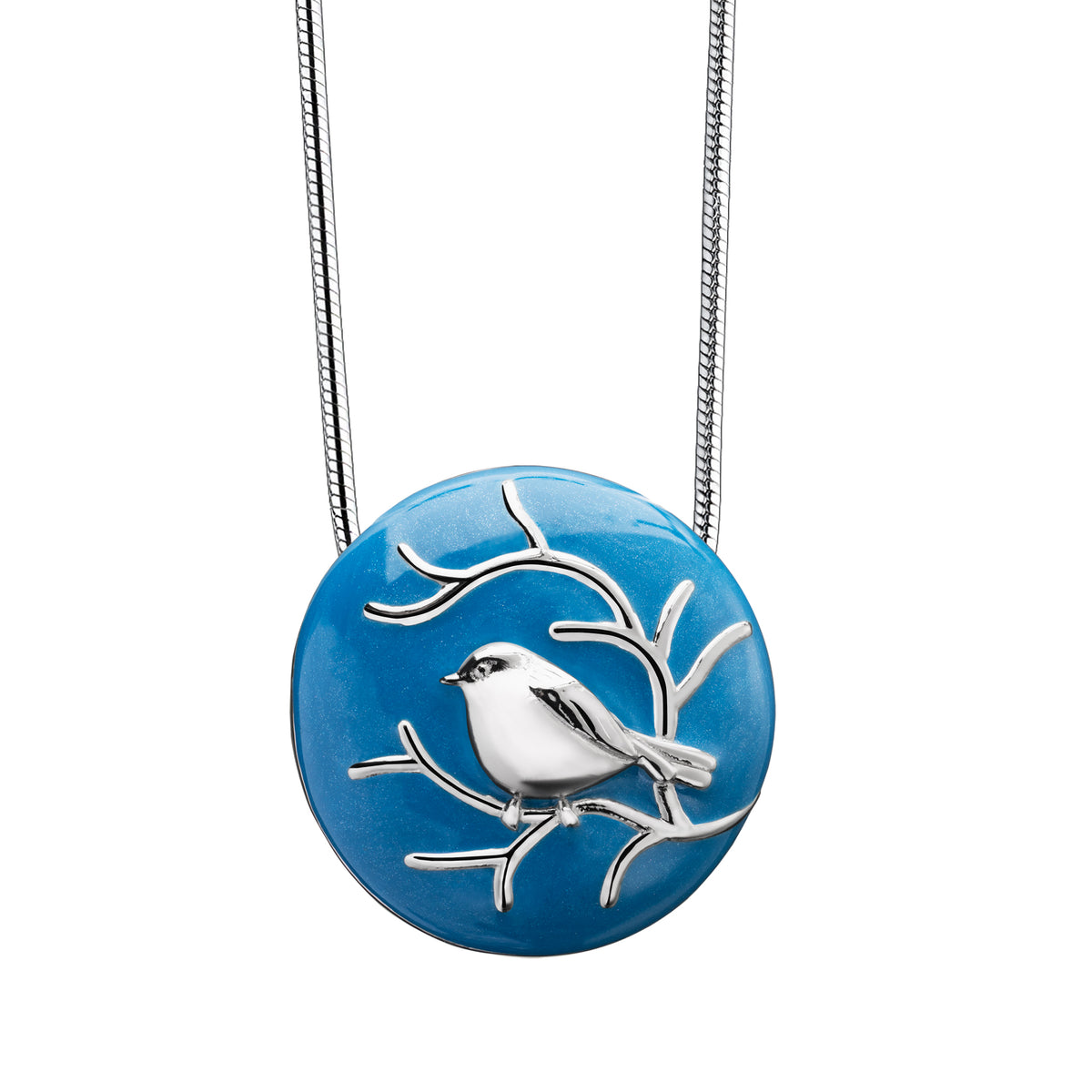 Blessing Birds Blue Sterling Silver Cremation Pendant