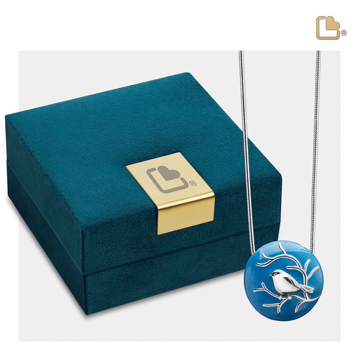 Blessing Birds Blue Sterling Silver Cremation Pendant