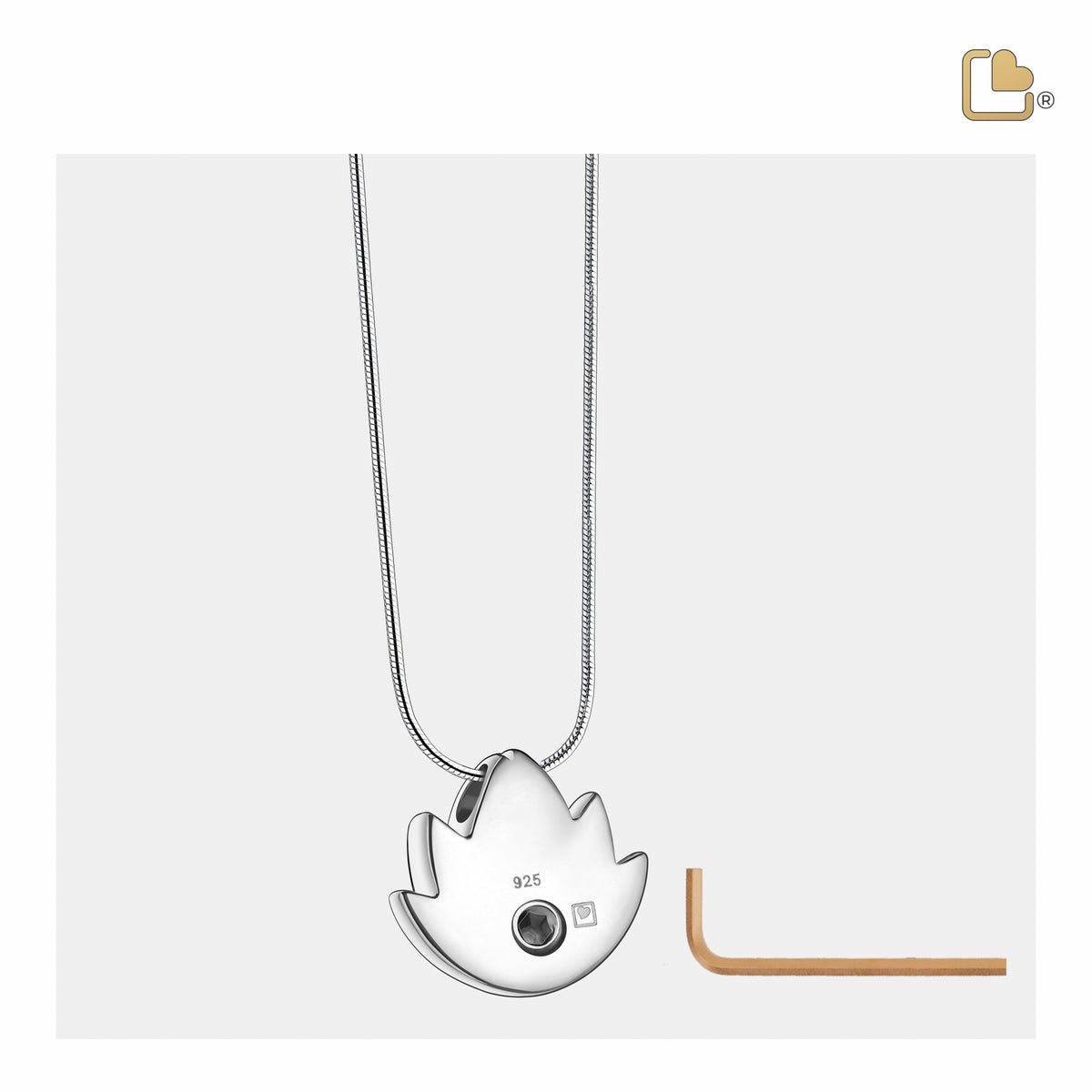 Lotus with Clear Crystal Sterling Silver Cremation Pendant