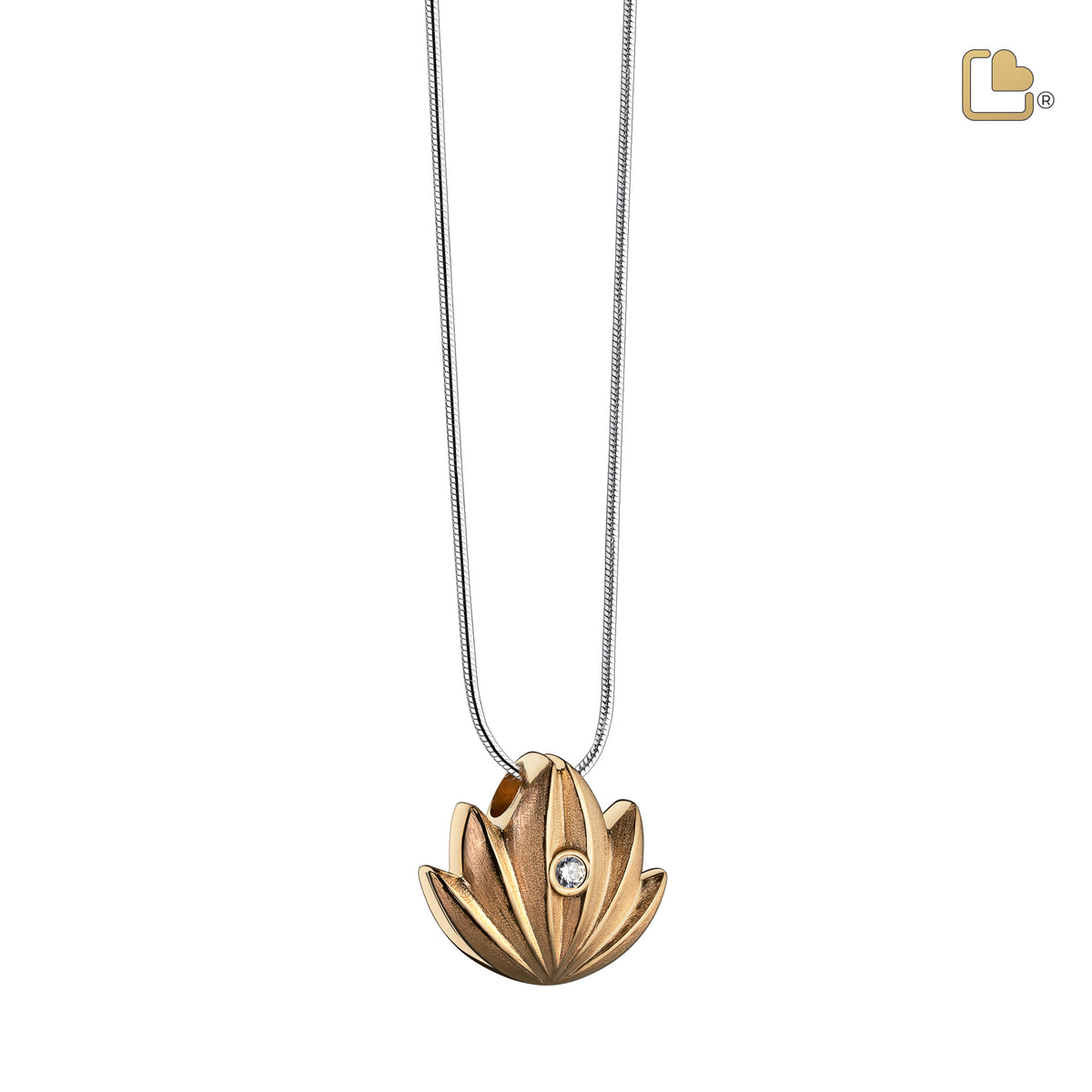 Gold Lotus Sterling Silver Cremation Pendant