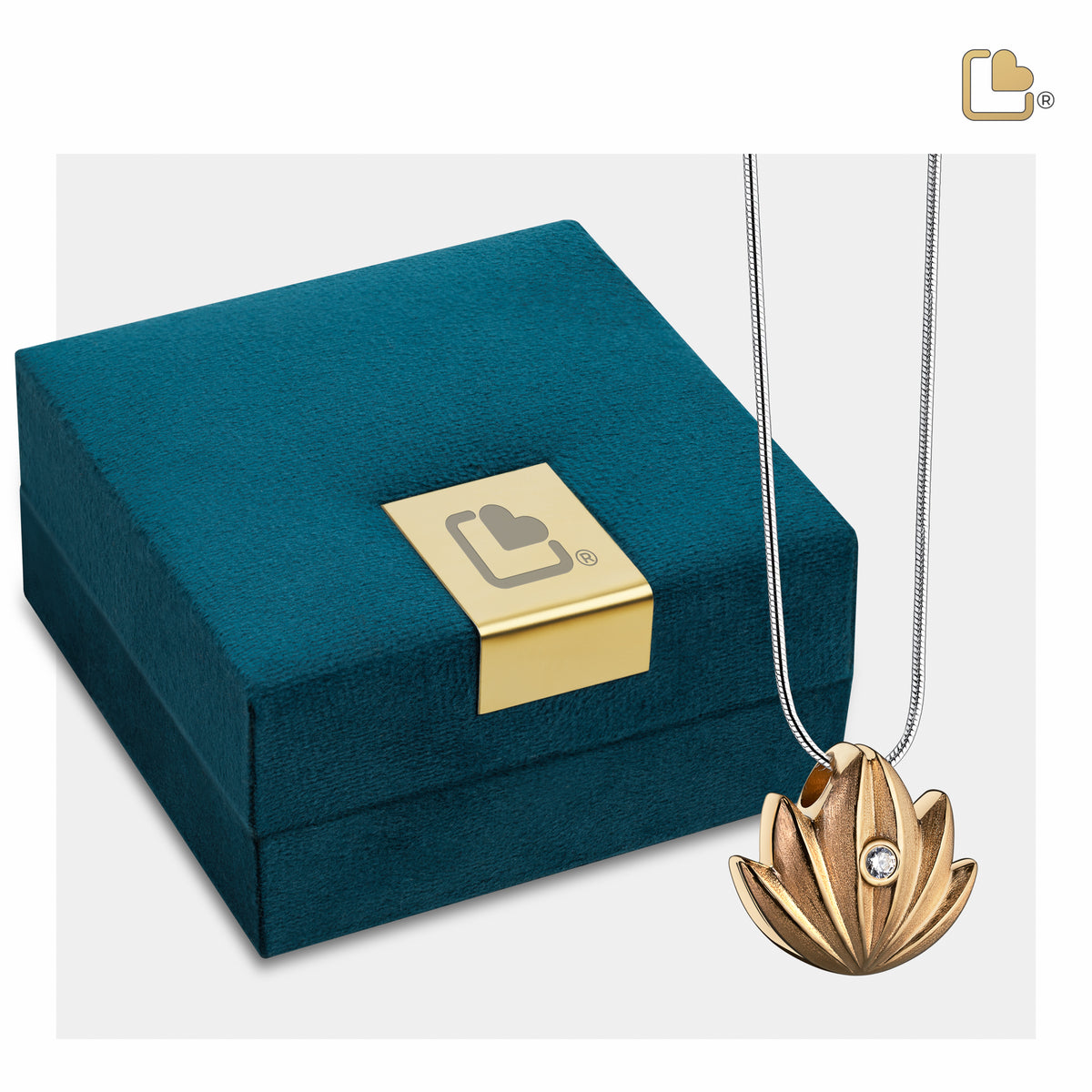 Gold Lotus Sterling Silver Cremation Pendant