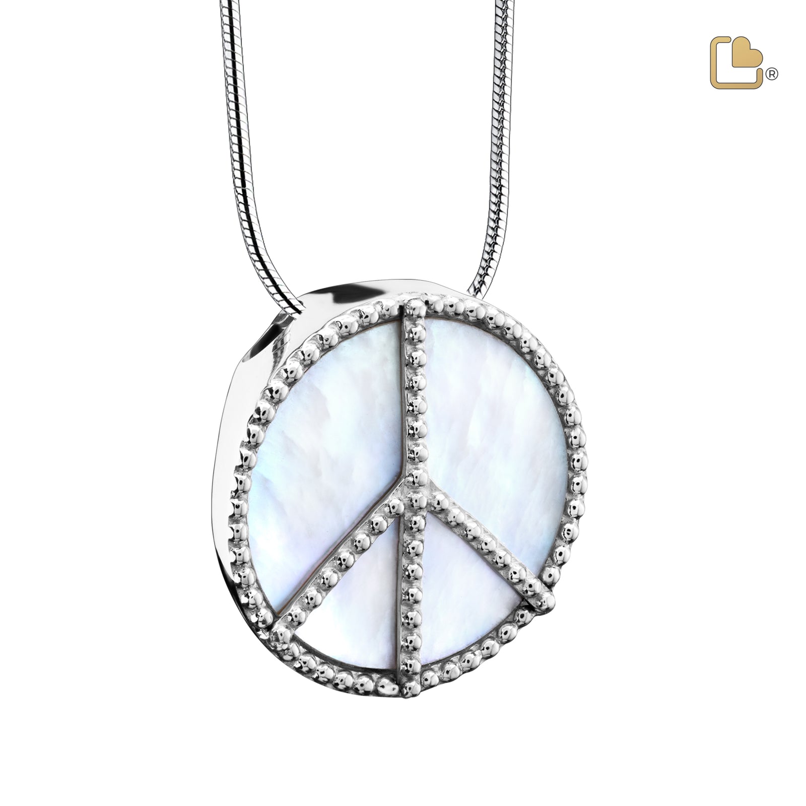Peace Mother of Pearl Sterling Silver Cremation Pendant