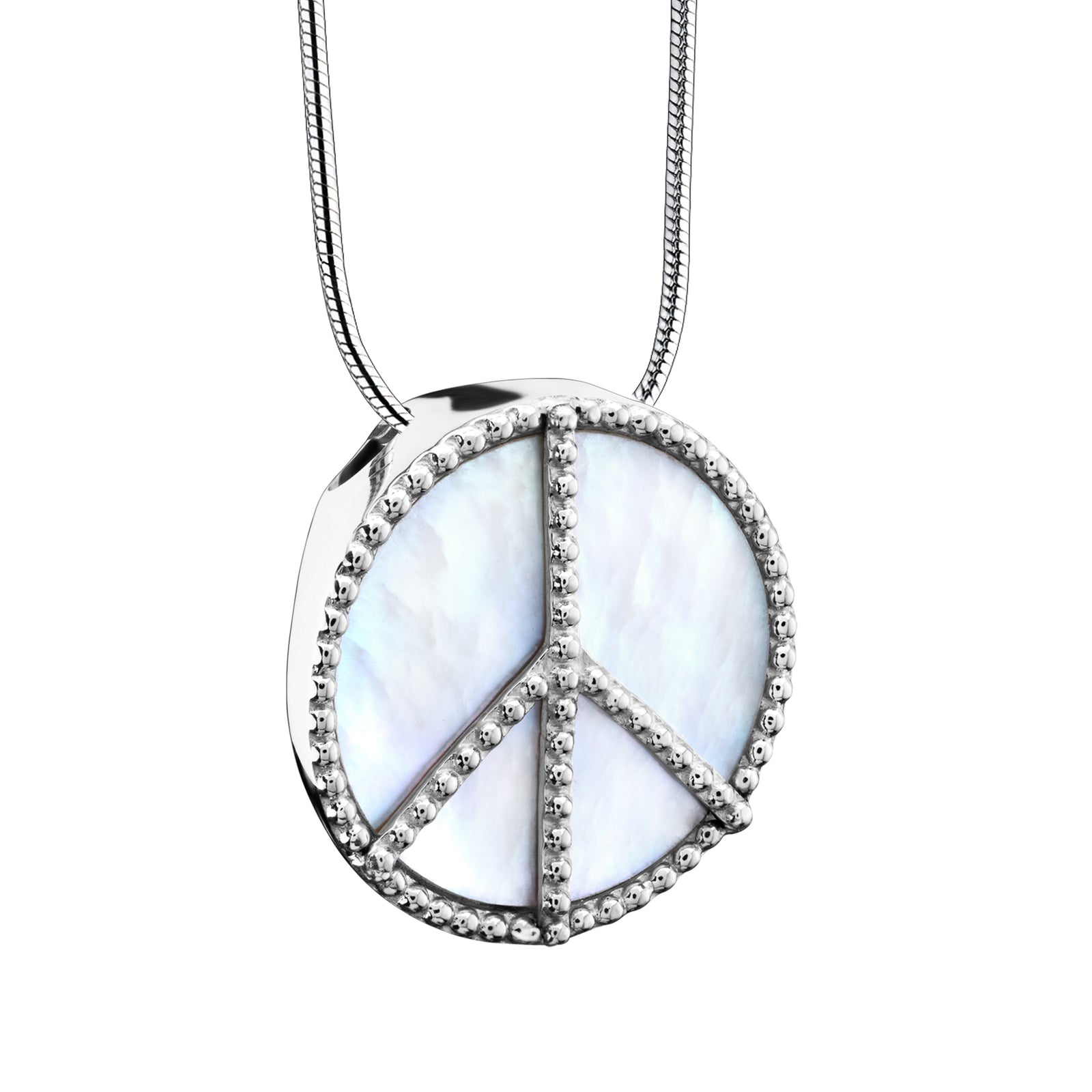 Peace Mother of Pearl Sterling Silver Cremation Pendant
