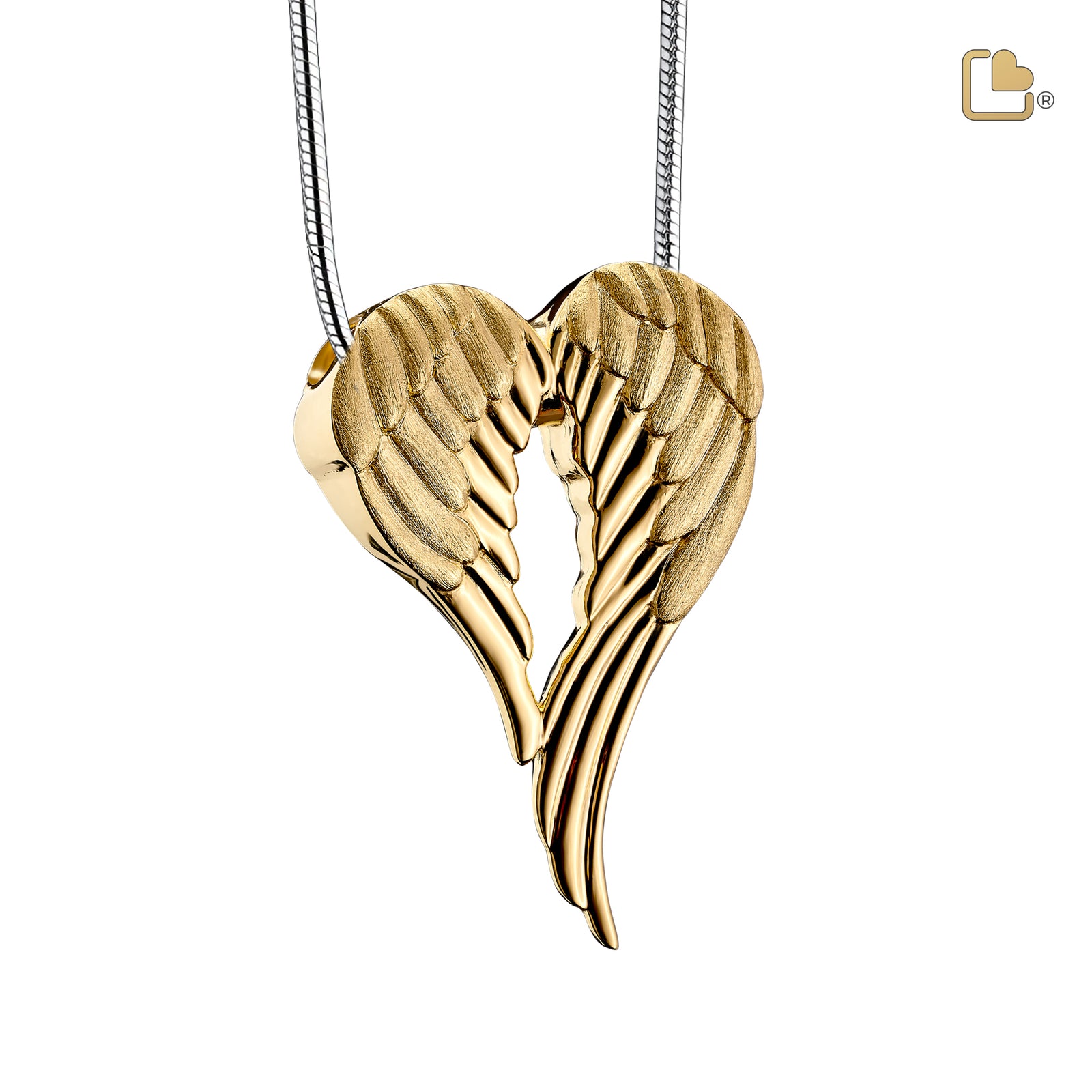Angel Wings Gold Vermeil Two Tone Sterling Silver Cremation Pendant - COMFORT by LoveUrns