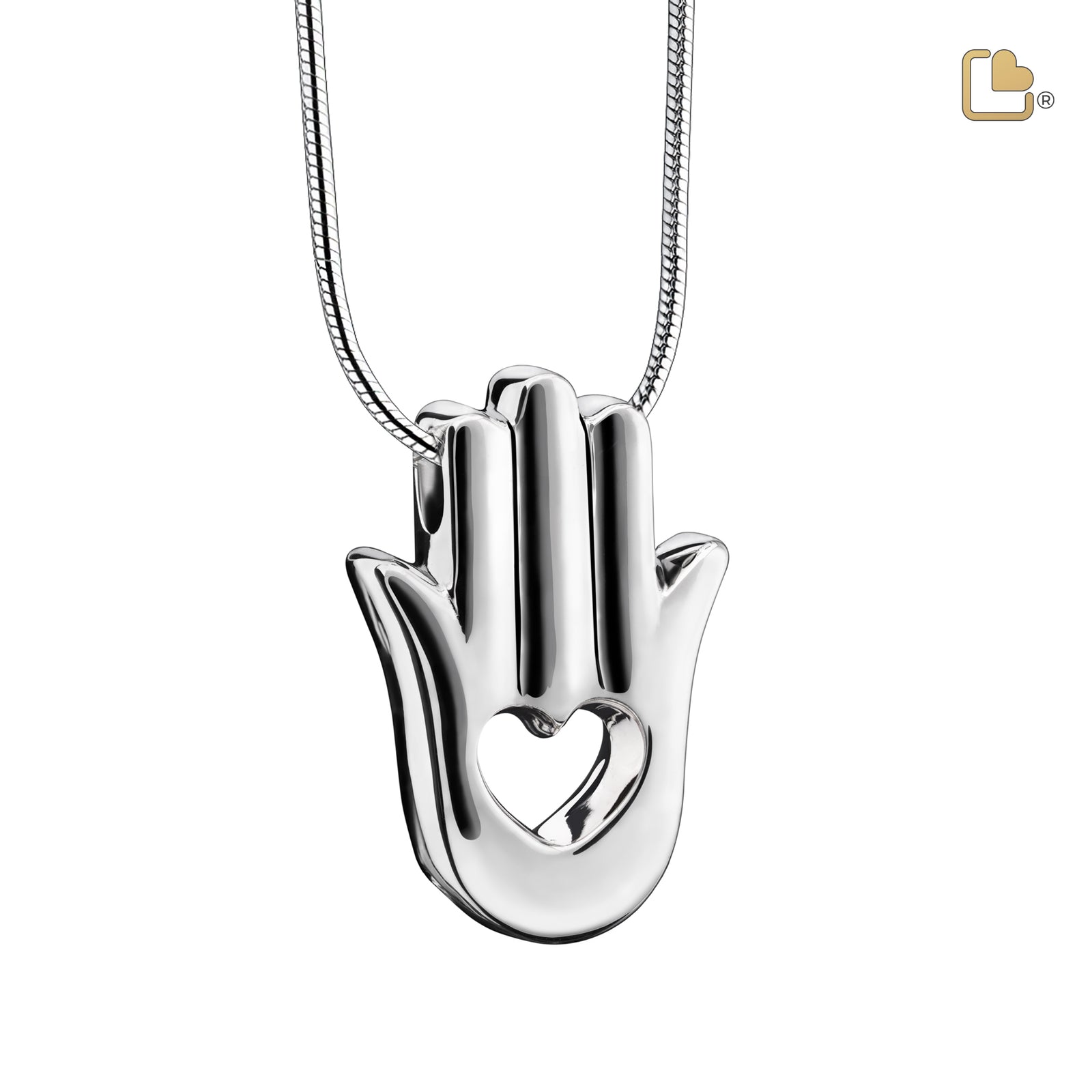 Hamsa Hand  Two Tone Sterling Silver Cremation Pendant