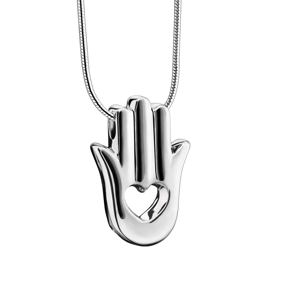 Hamsa Hand  Two Tone Sterling Silver Cremation Pendant