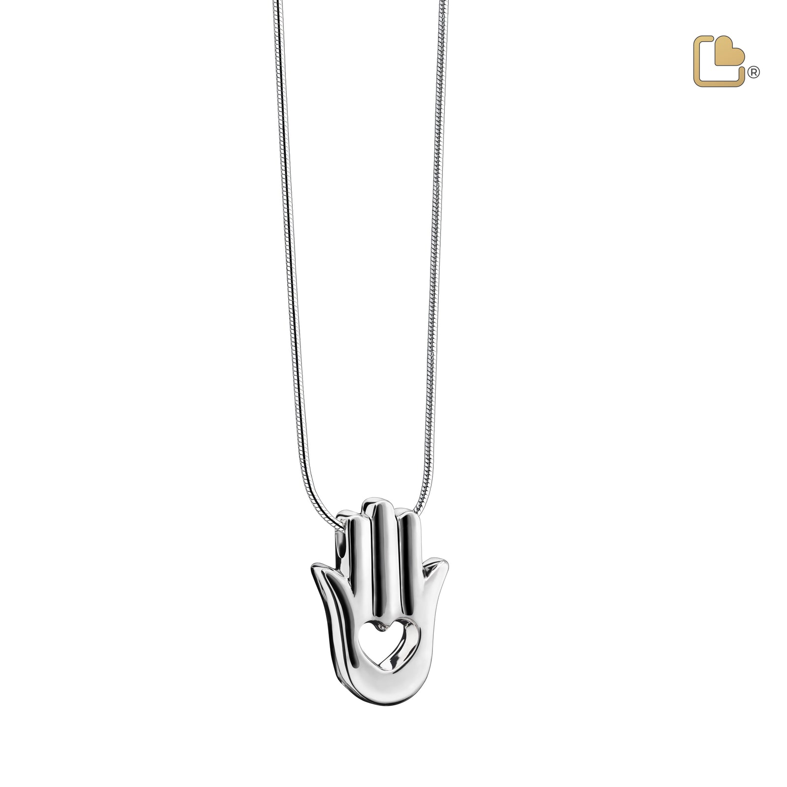 Hamsa Hand  Two Tone Sterling Silver Cremation Pendant