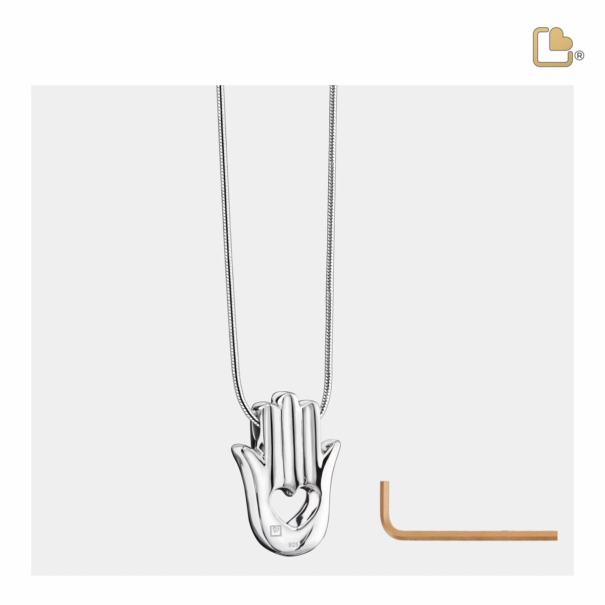 Hamsa Hand  Two Tone Sterling Silver Cremation Pendant