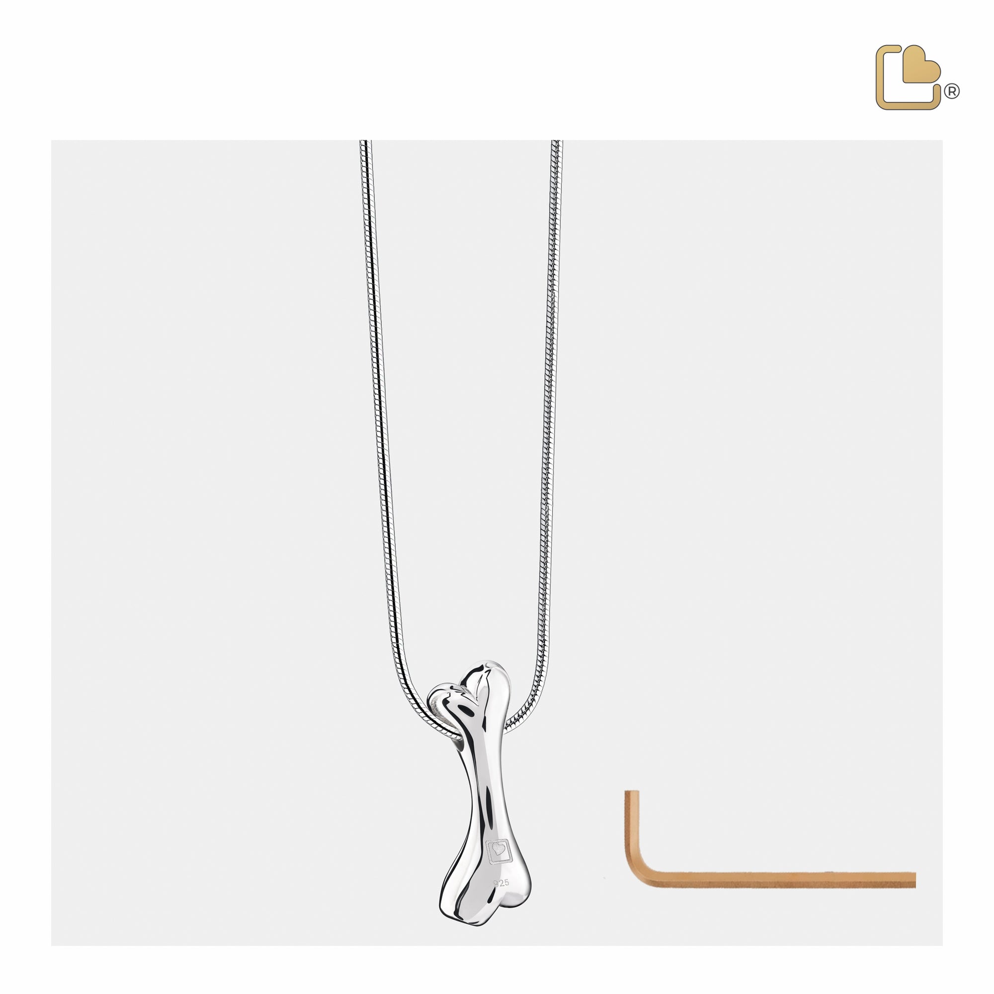Dog Bone Sterling Silver Cremation Pendant