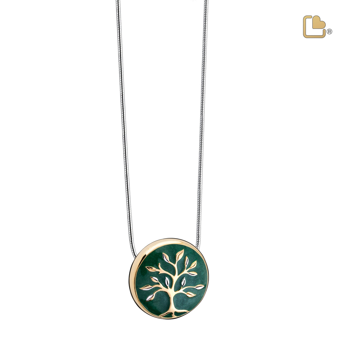 Tree of Life Two Tone Sterling Silver Cremation Pendant