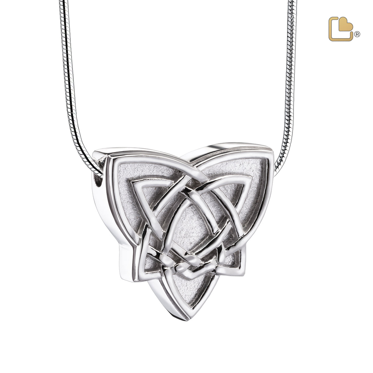 Celtic Trinity Knot Two Tone Sterling Silver Cremation Pendant