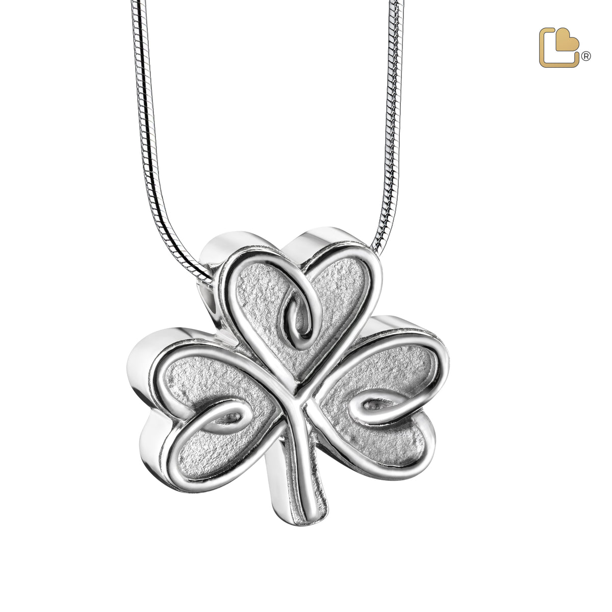 Celtic Shamrock Two Tone Sterling Silver Cremation Pendant