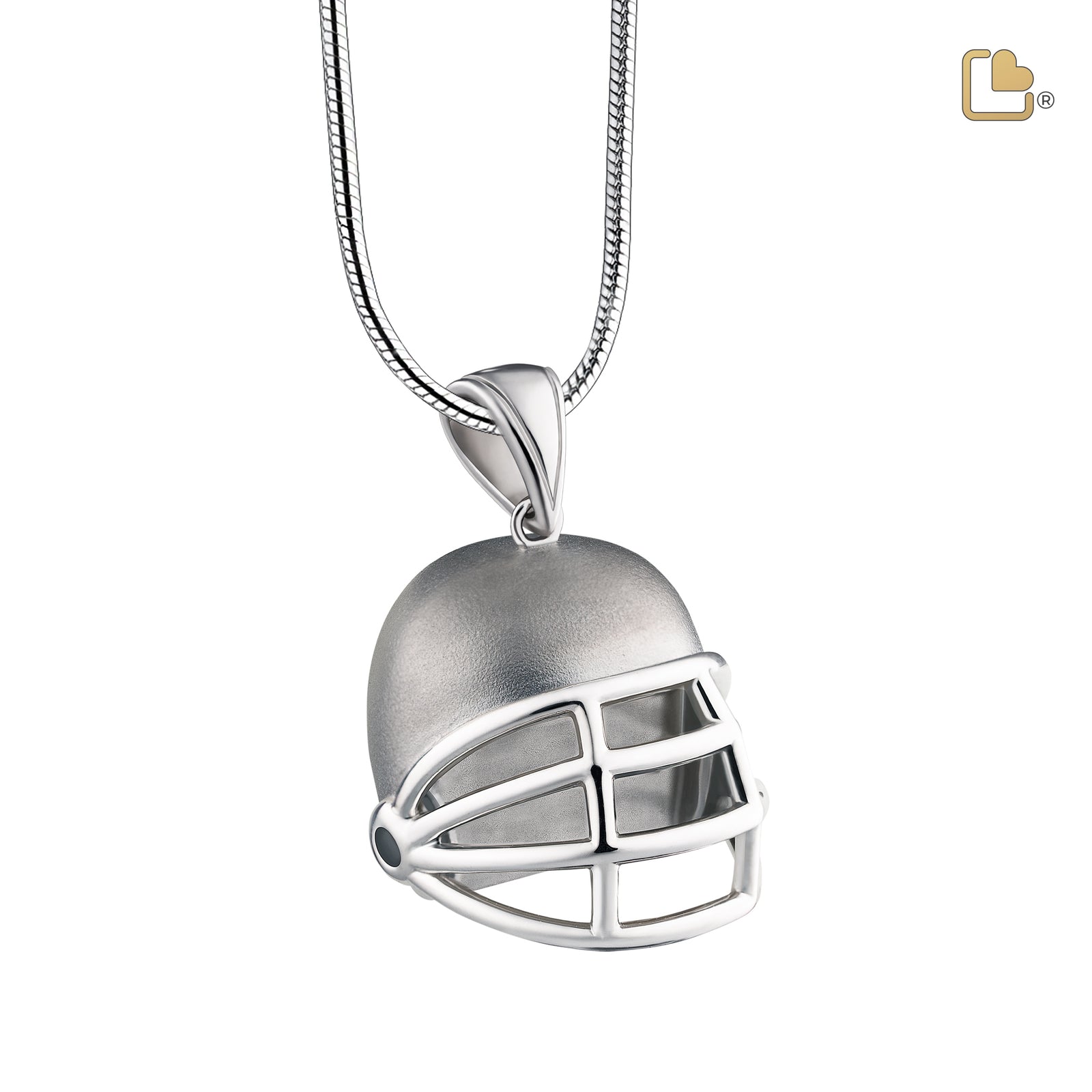 Football Helmet Two Tone Sterling Silver Cremation Pendant