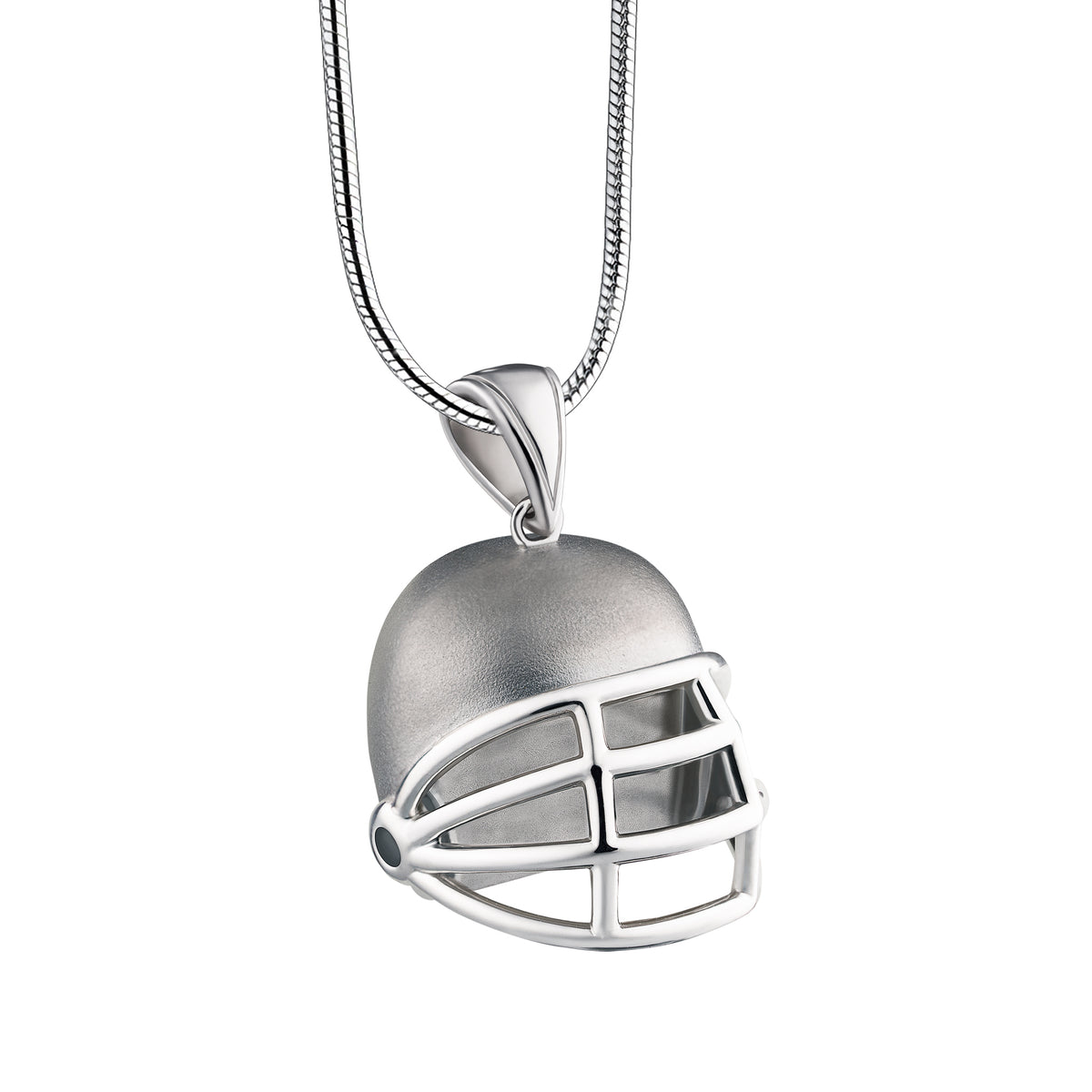 Football Helmet Two Tone Sterling Silver Cremation Pendant