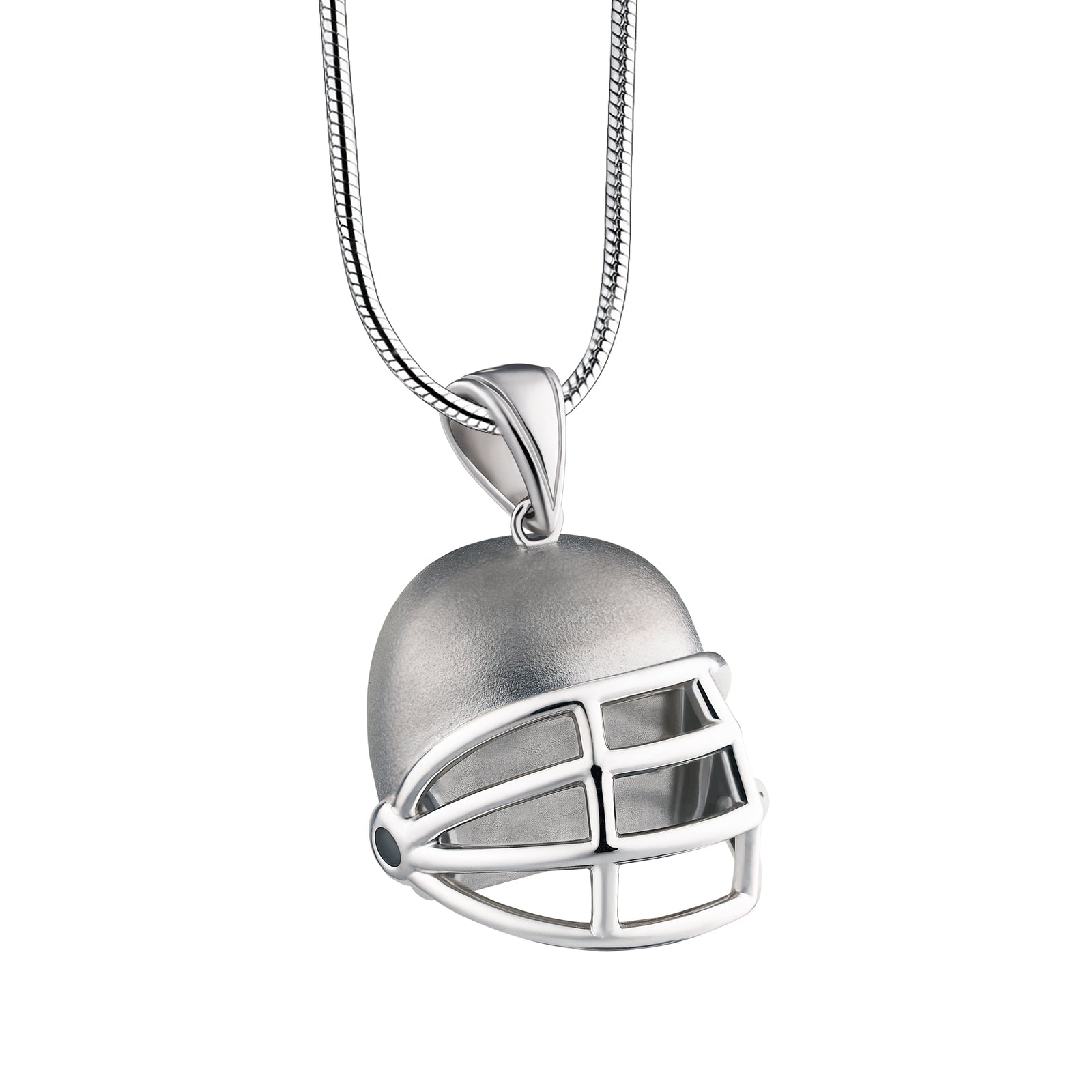 Football Helmet Two Tone Sterling Silver Cremation Pendant