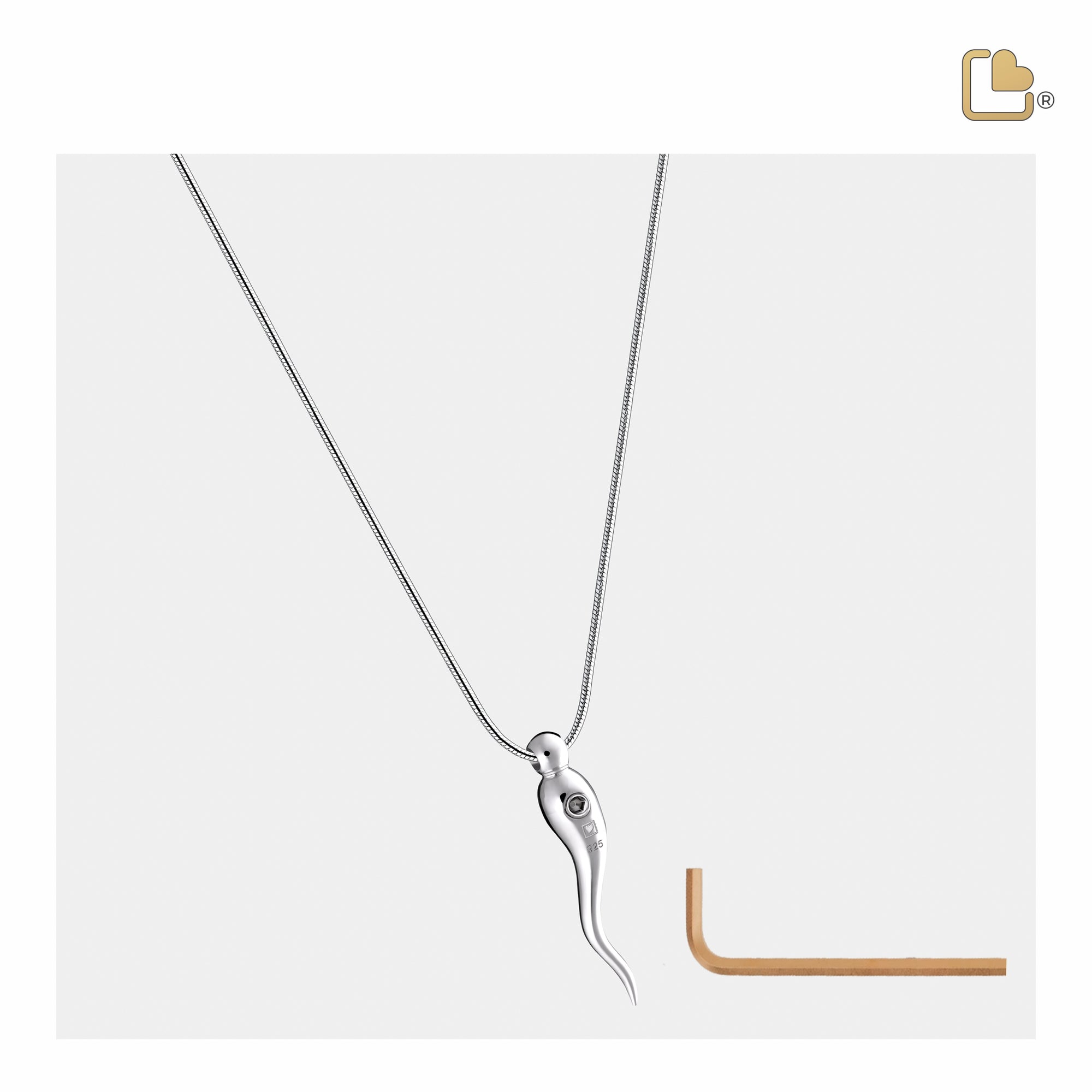 Italian Horn Sterling Silver Cremation Pendant