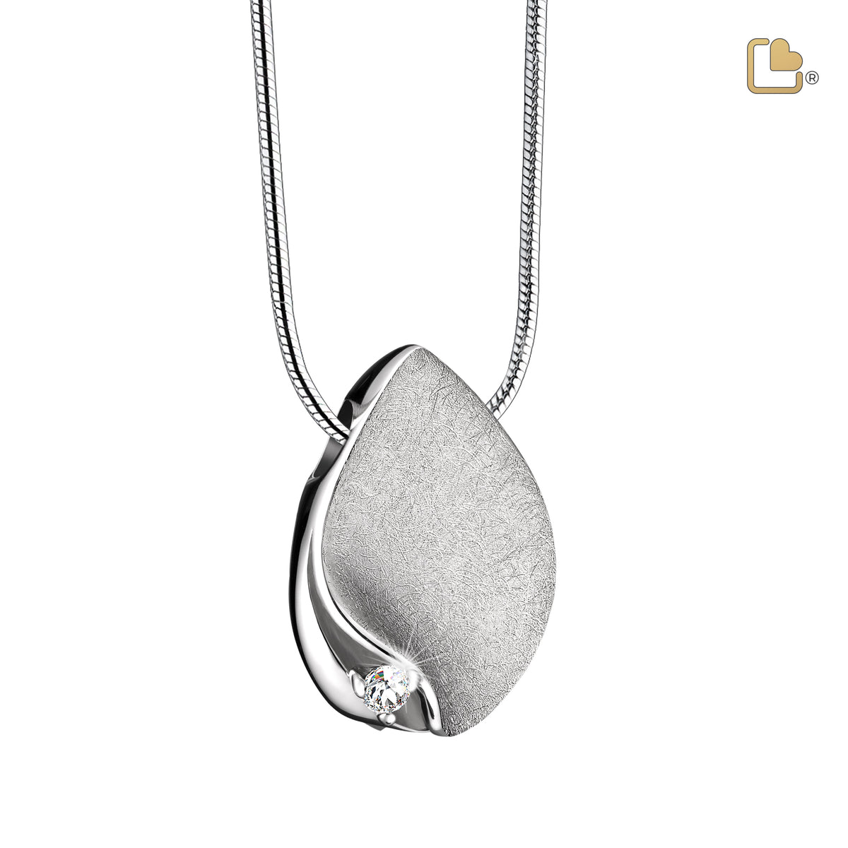 TearDrop with Crystal Pendant Sterling Silver Cremation Jewelry