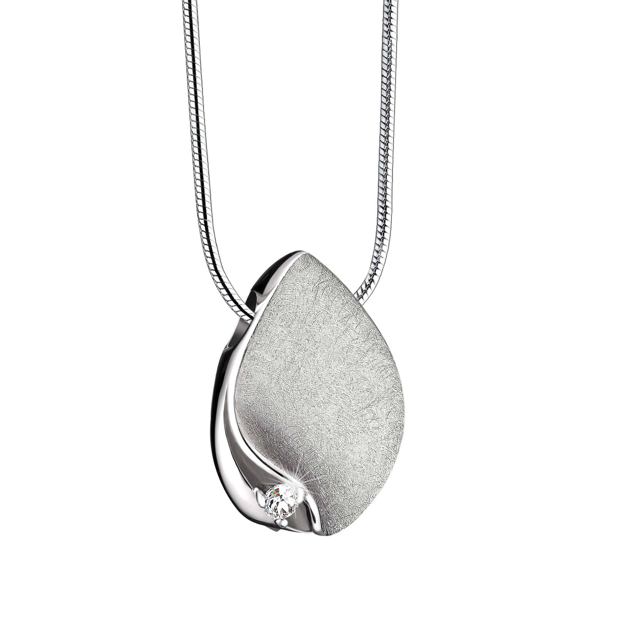 TearDrop with Crystal Pendant Sterling Silver Cremation Jewelry