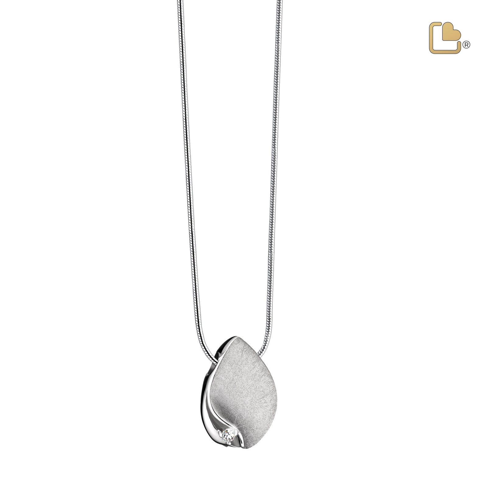TearDrop with Crystal Pendant Sterling Silver Cremation Jewelry