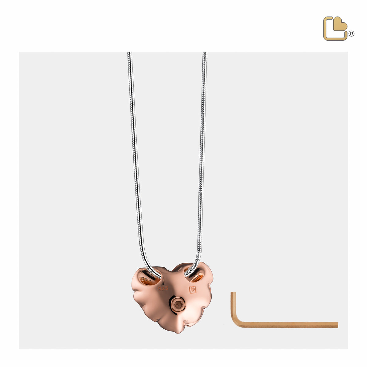 LoveRose Rose Gold Vermeil Sterling Silver Cremation Pendant