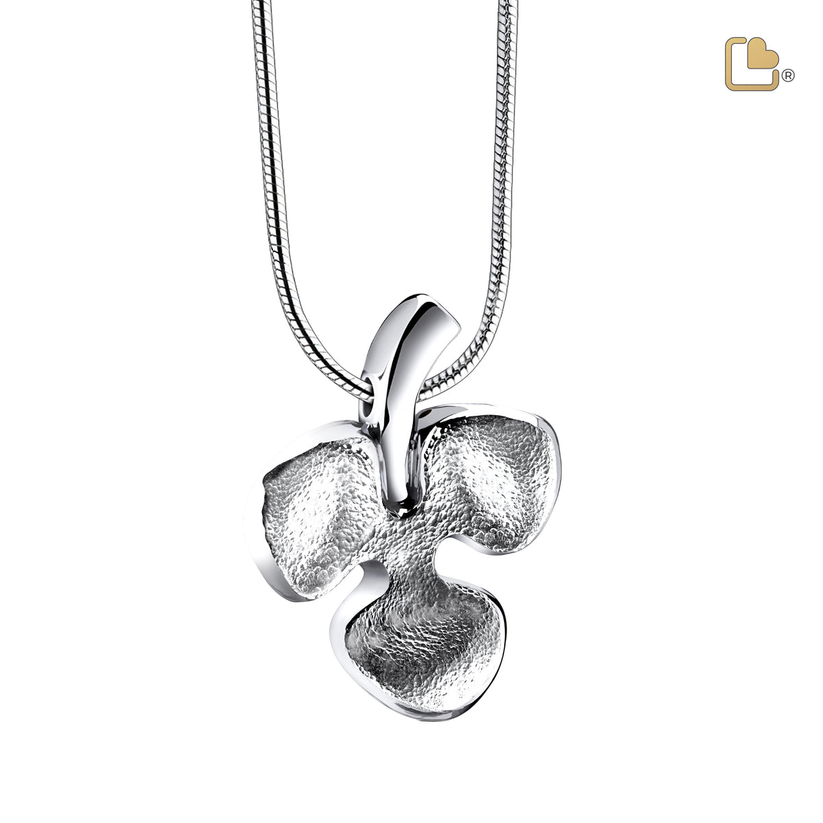 Shamrock Two Tone Sterling Silver Cremation Pendant