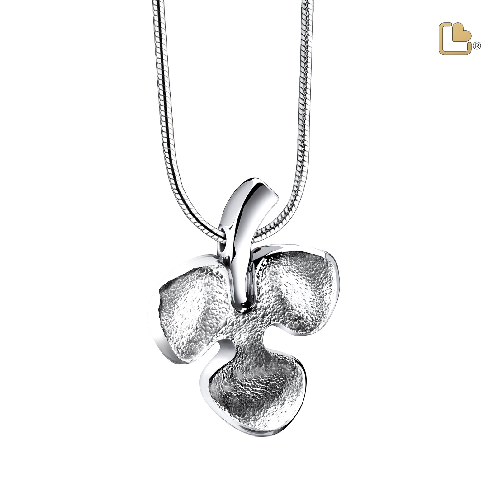 Shamrock Two Tone Sterling Silver Cremation Pendant