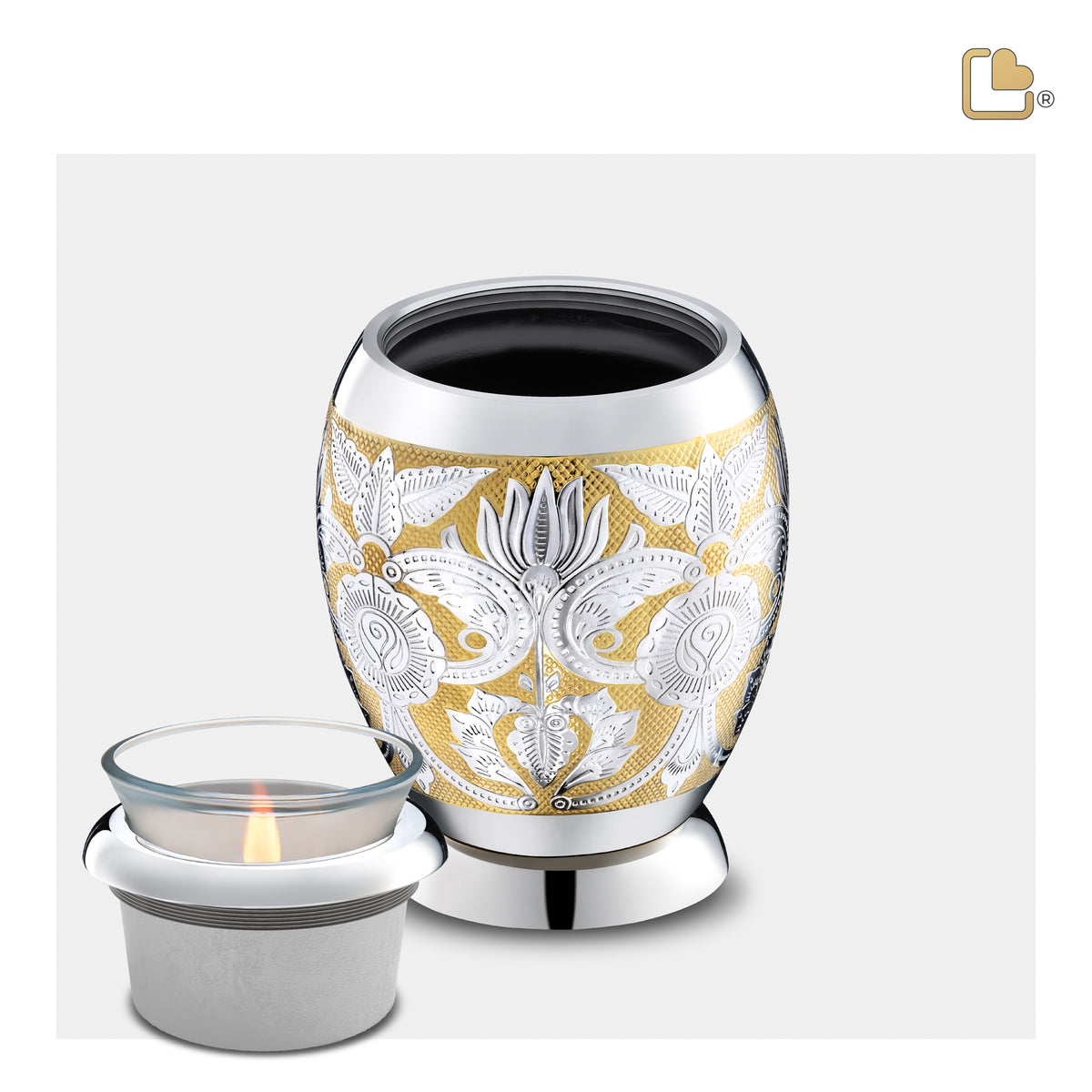 Tealight Ornate Floral Cremation Urn - COMFORT by LoveUrns