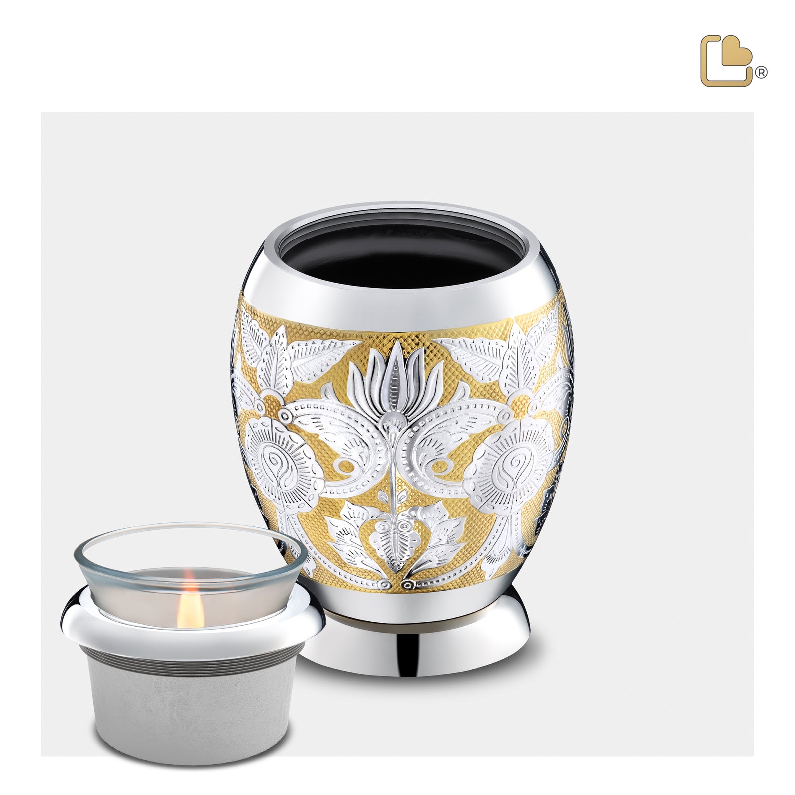 Tealight Ornate Floral Cremation Urn - COMFORT by LoveUrns