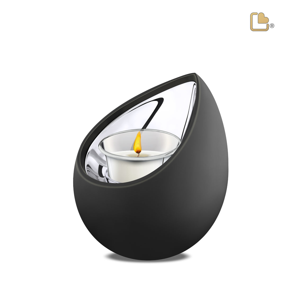 Drop Tealight Urn Black &amp; Polished Silver
