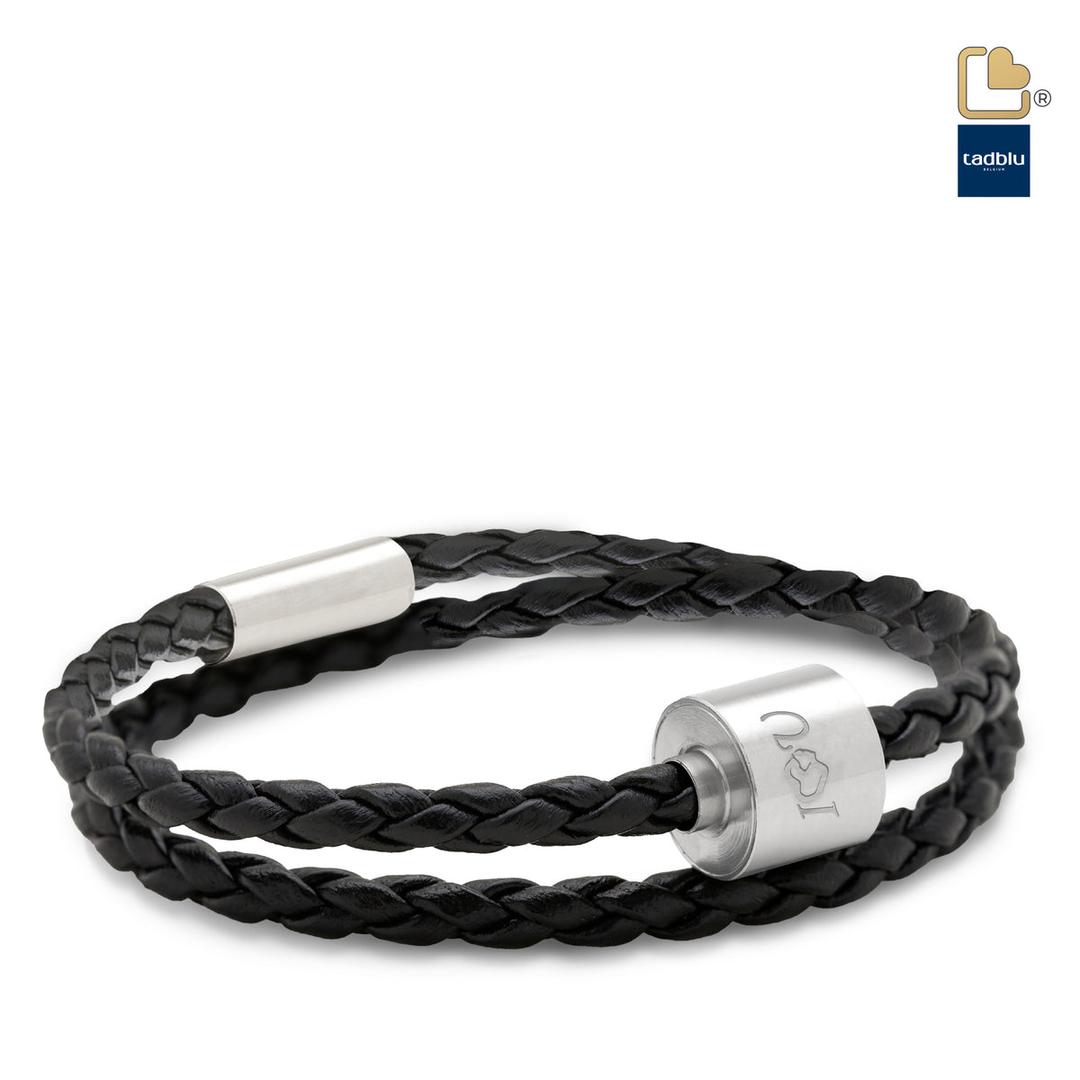 Black &amp; Silver - TadBlu Braided Leather Men’s Cremation Bead Bracelet