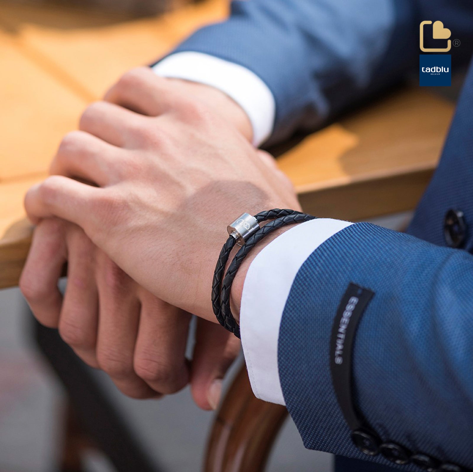 Black & Silver - TadBlu Braided Leather Men’s Cremation Bead Bracelet