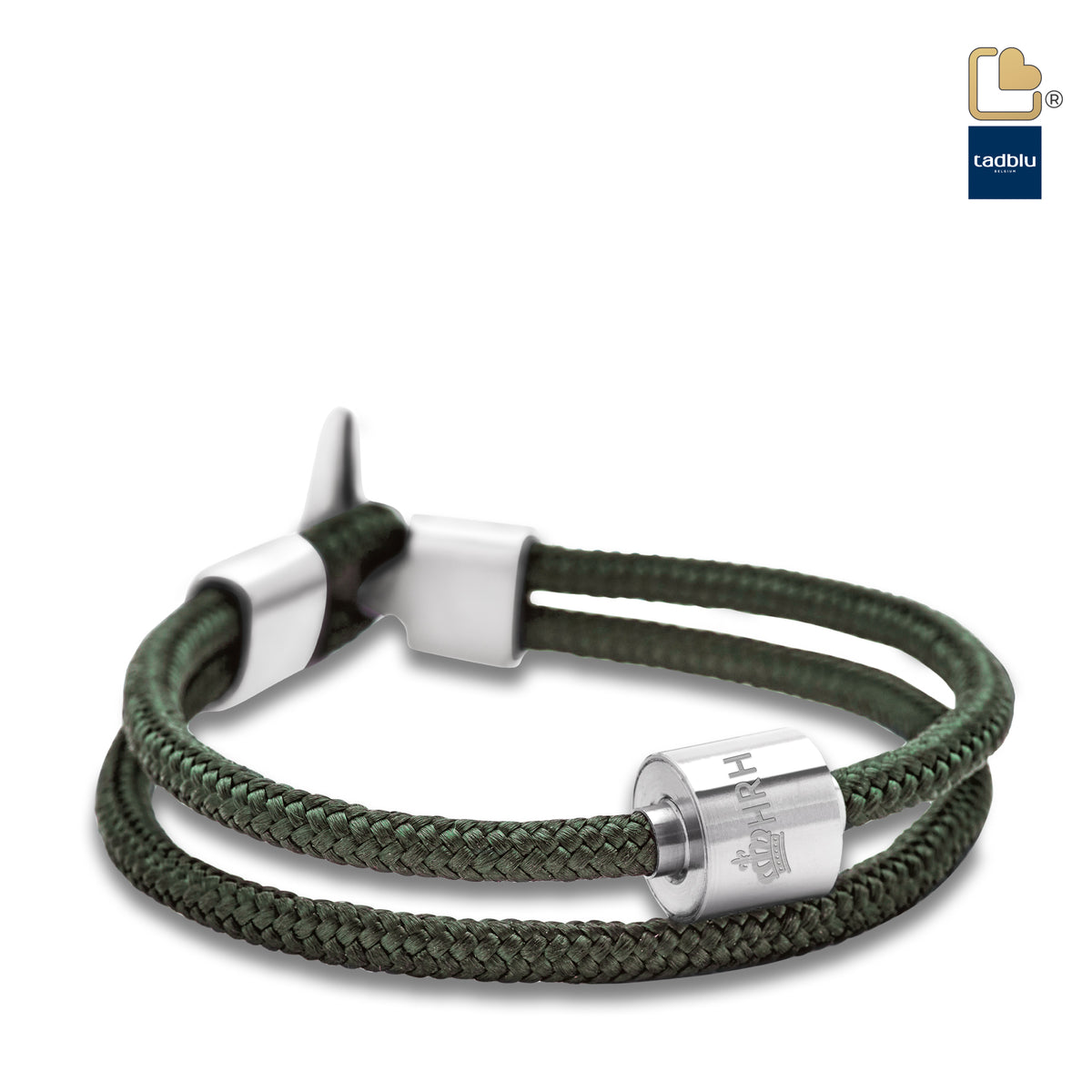 Nato Green &amp; Silver - TadBlu Naval Cord Men’s Cremation Bead Bracelet