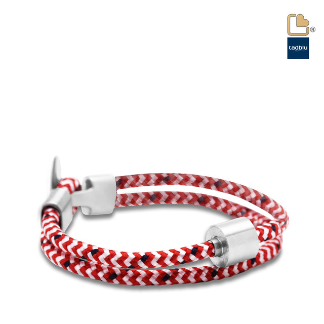 Red and White - TadBlu Naval Cord Men’s Cremation Bead Bracelet