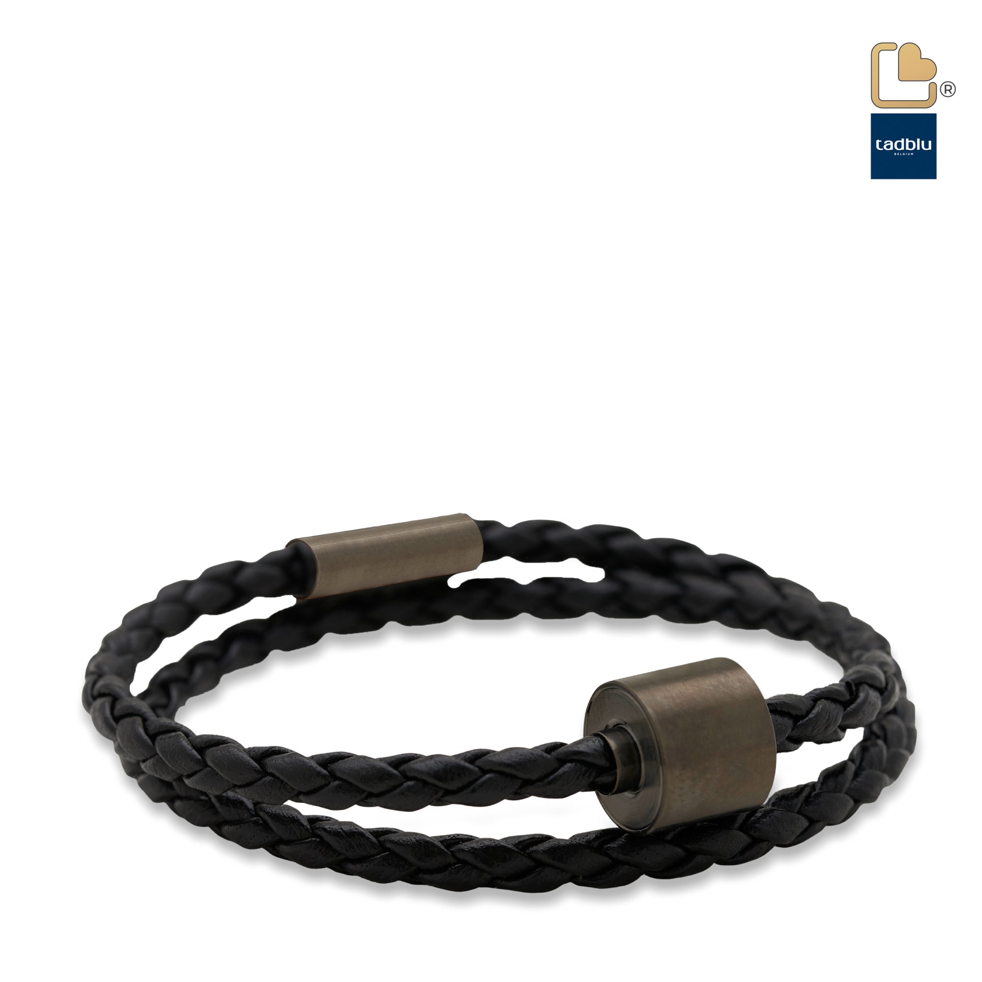 Black & Black - TadBlu Braided Leather Men’s Cremation Bead Bracelet