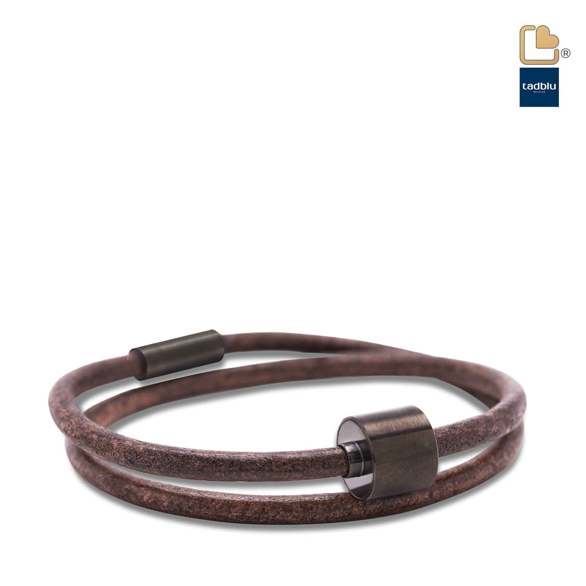 Brown & Black- TadBlu Smooth Leather Men’s Cremation Bead Bracelet