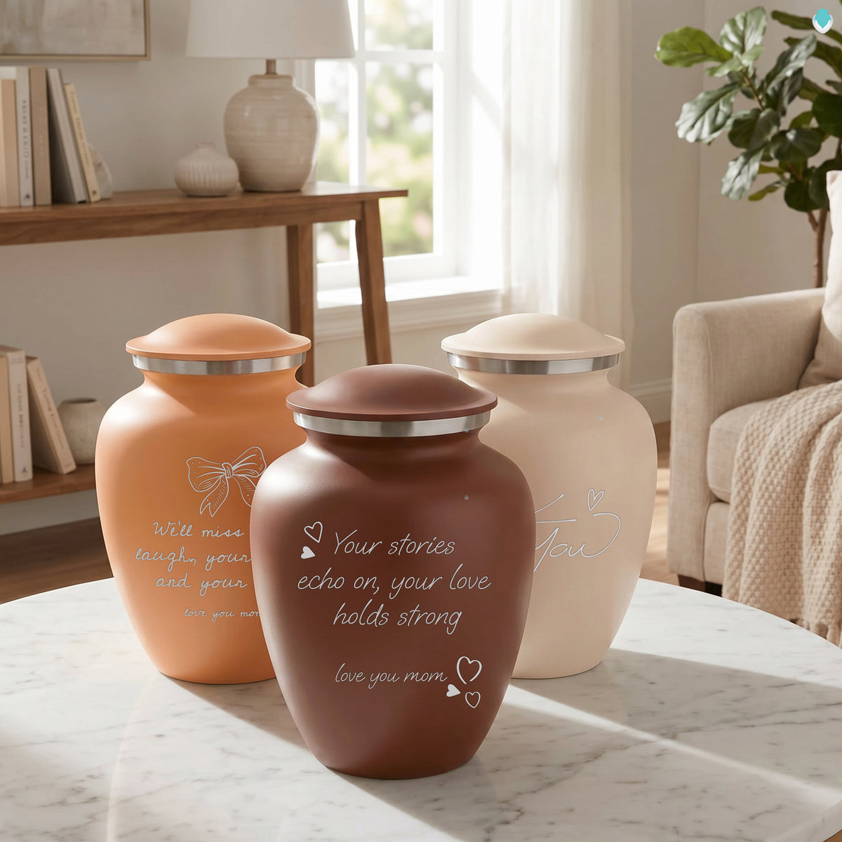 Adult Embrace Cream Handwritten Cremation Urn