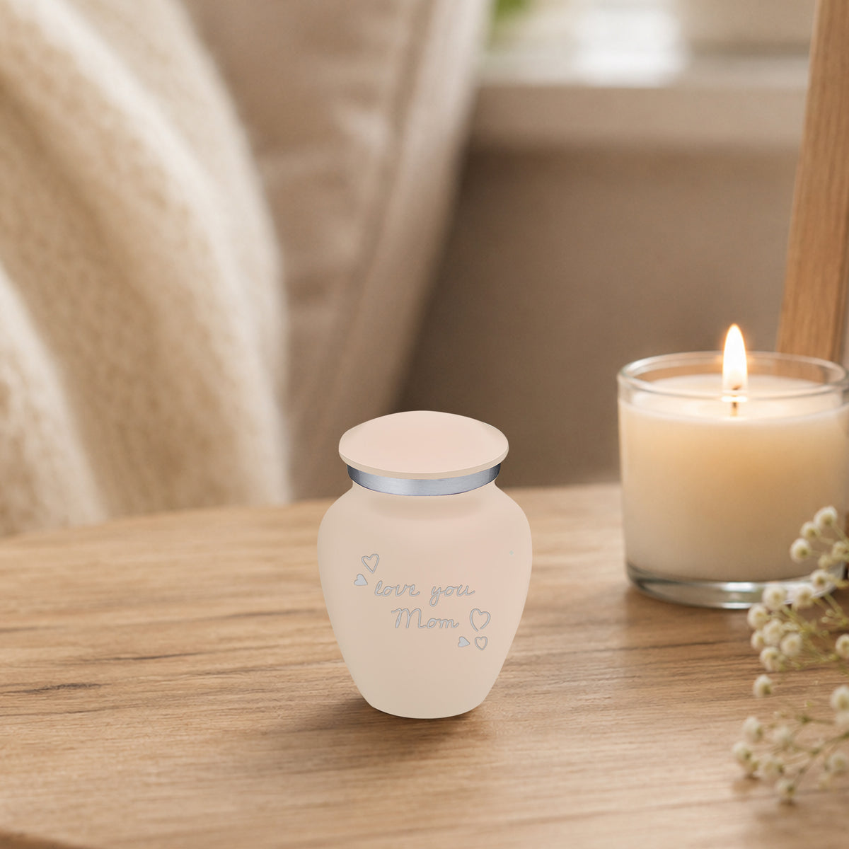 Keepsake Embrace Cream Handwritten Cremation Urn