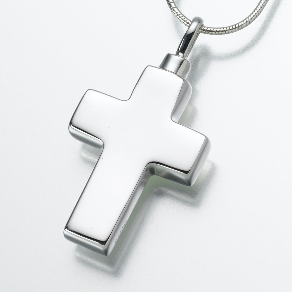 Large Sterling Silver Cross Pendant Cremation Jewelry