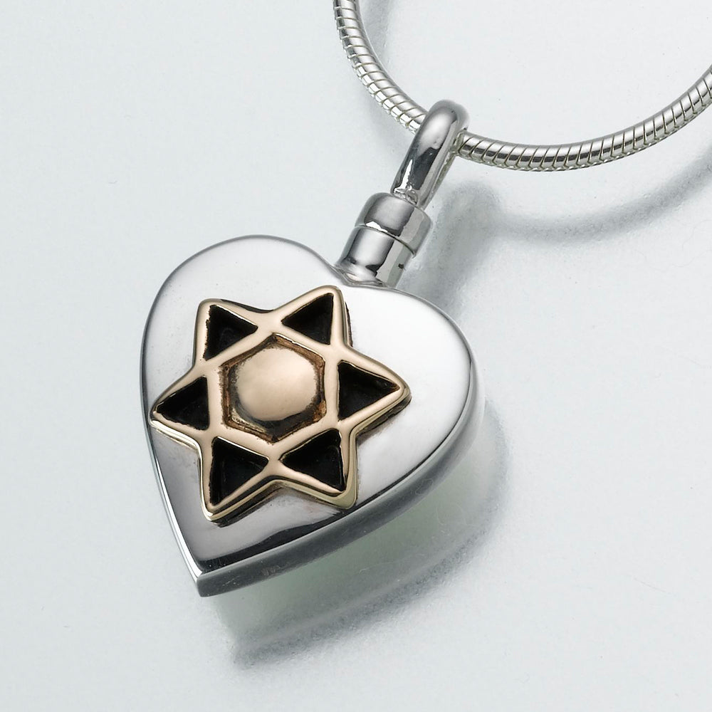 Sterling Silver Heart Pendant W/ 14k Star of David Insert