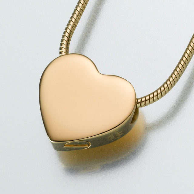 Small Gold Vermeil Slide Heart Pendant Cremation Jewelry